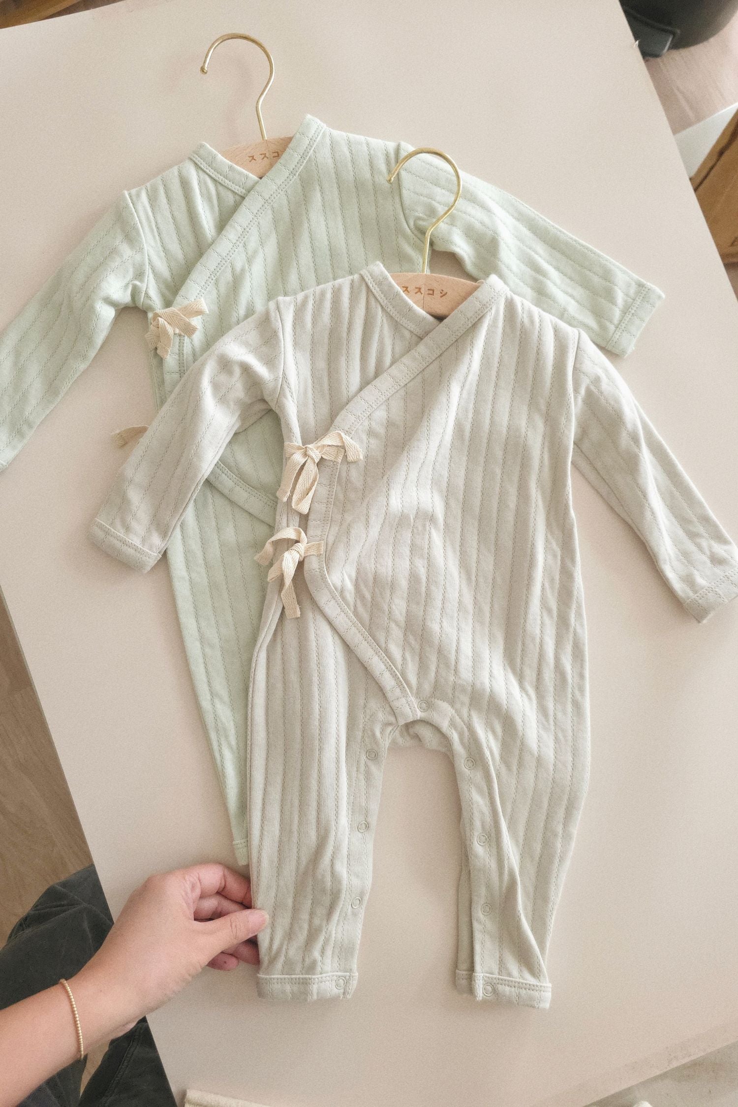 Baby Kimono Overall Suit. Mist