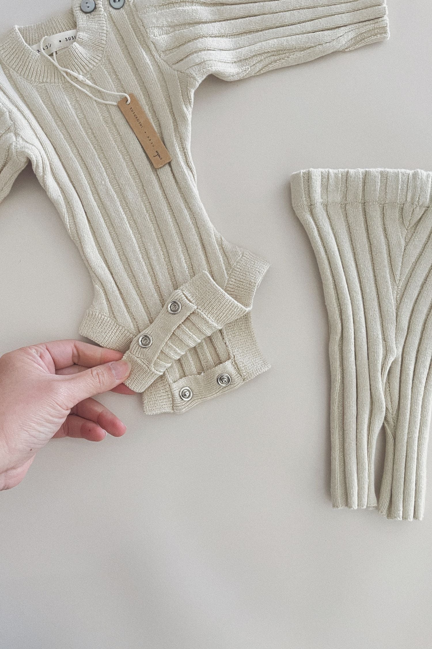Cotton Knit Baby Ribbed Suit. Cotton