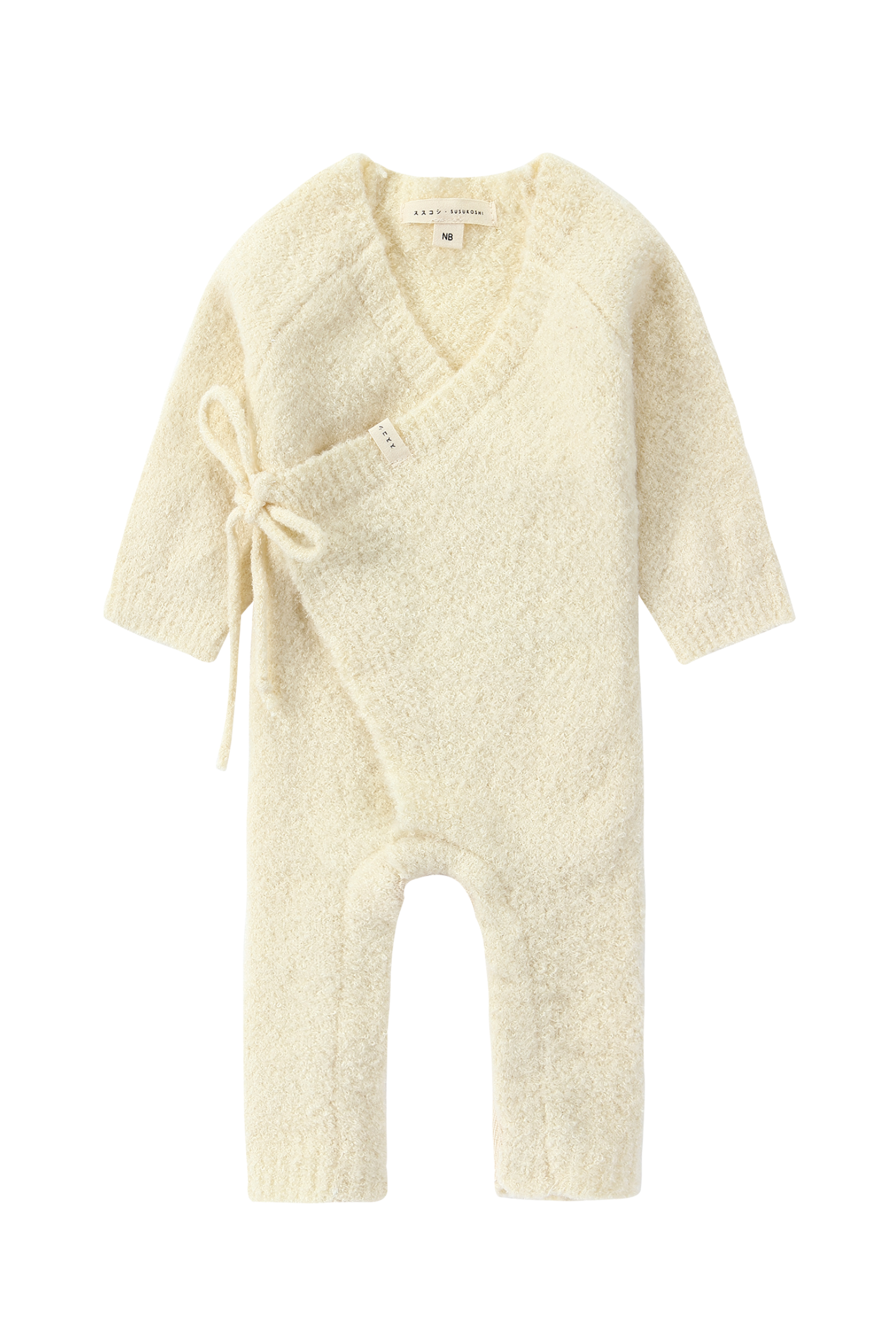 Boucle Knit Baby Kimono Overall Suit. Milk - SECONDS