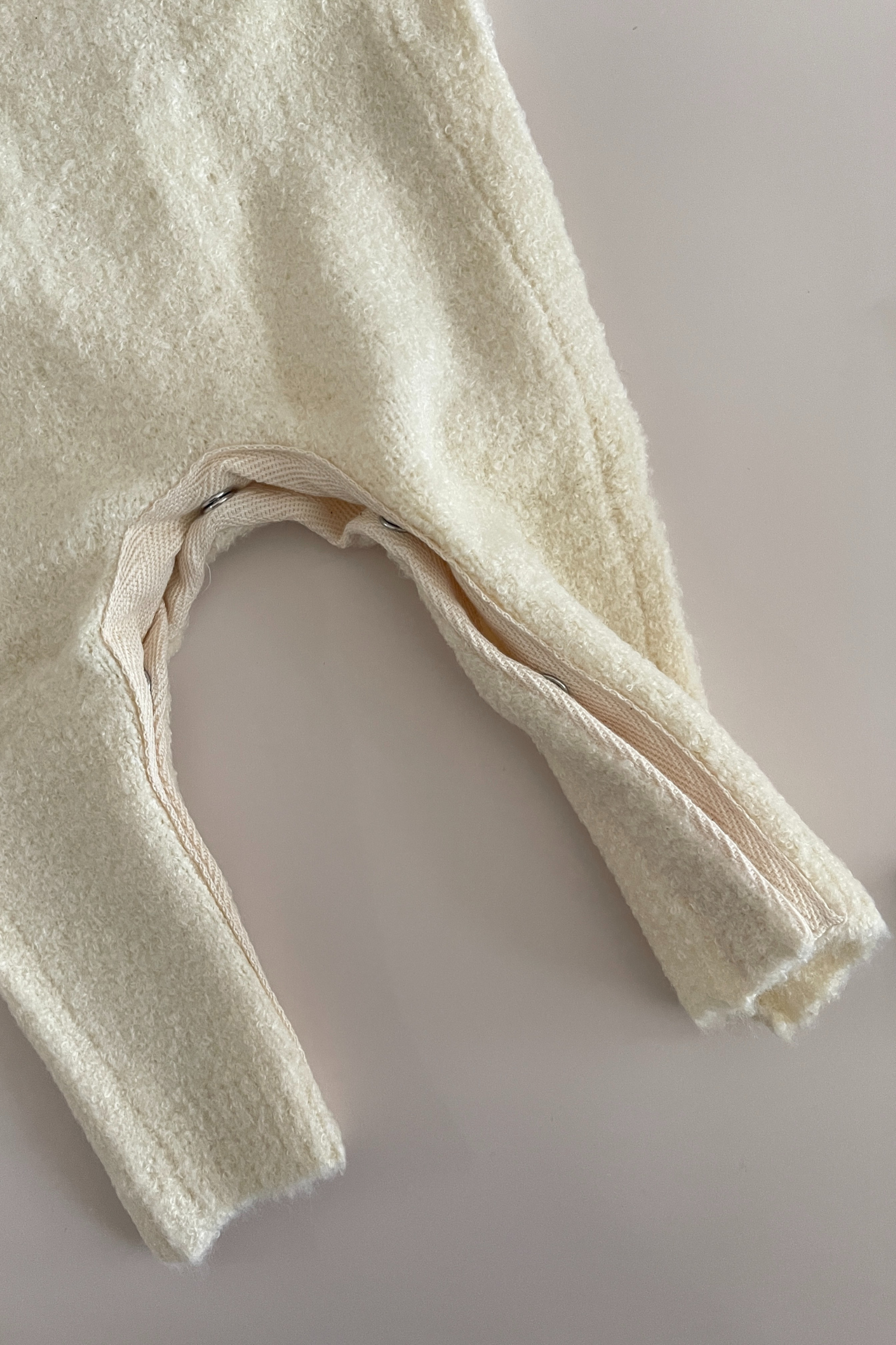 Boucle Knit Baby Kimono Overall Suit. Milk - SECONDS