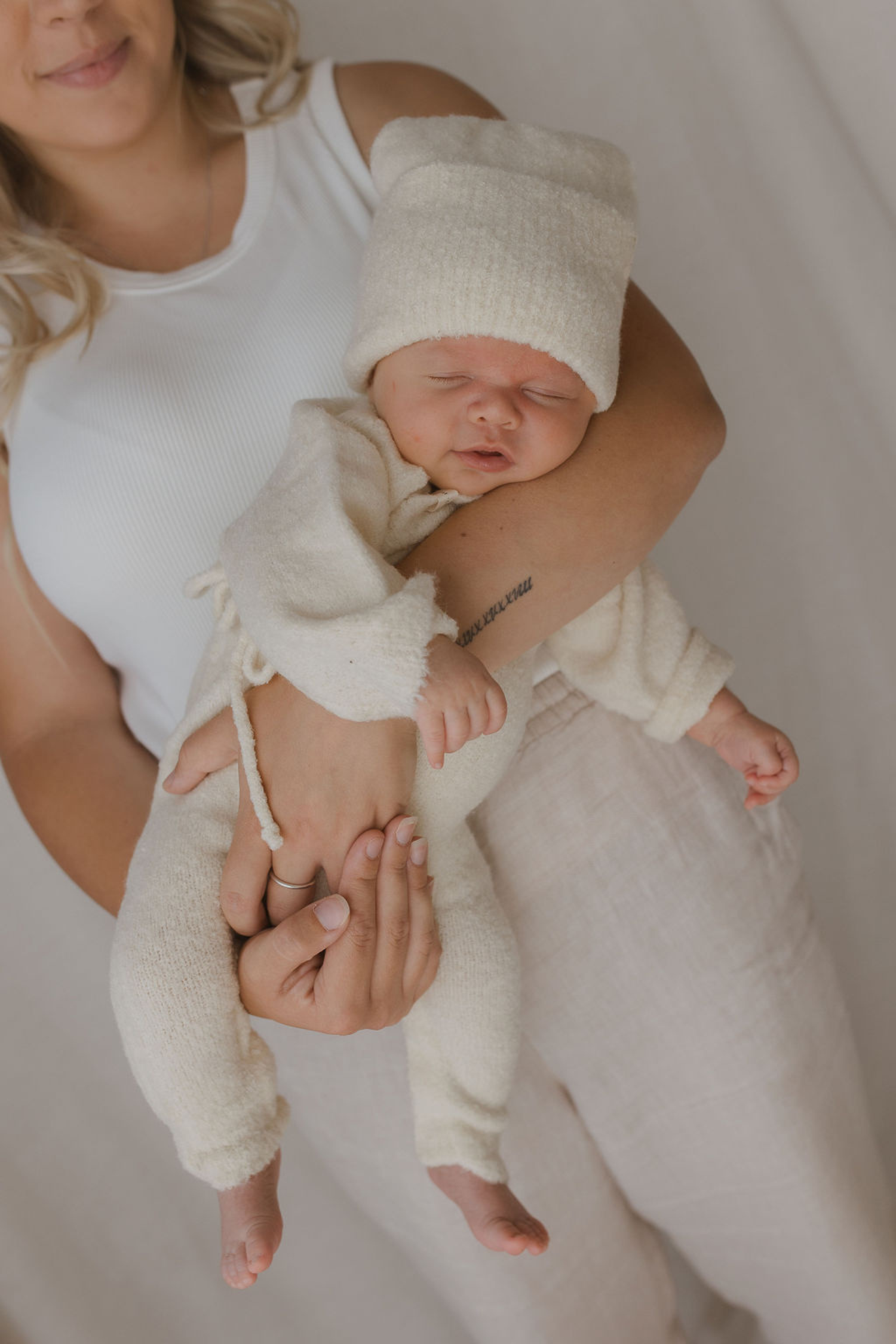 Boucle Knit Baby Kimono Overall Suit. Milk - SECONDS