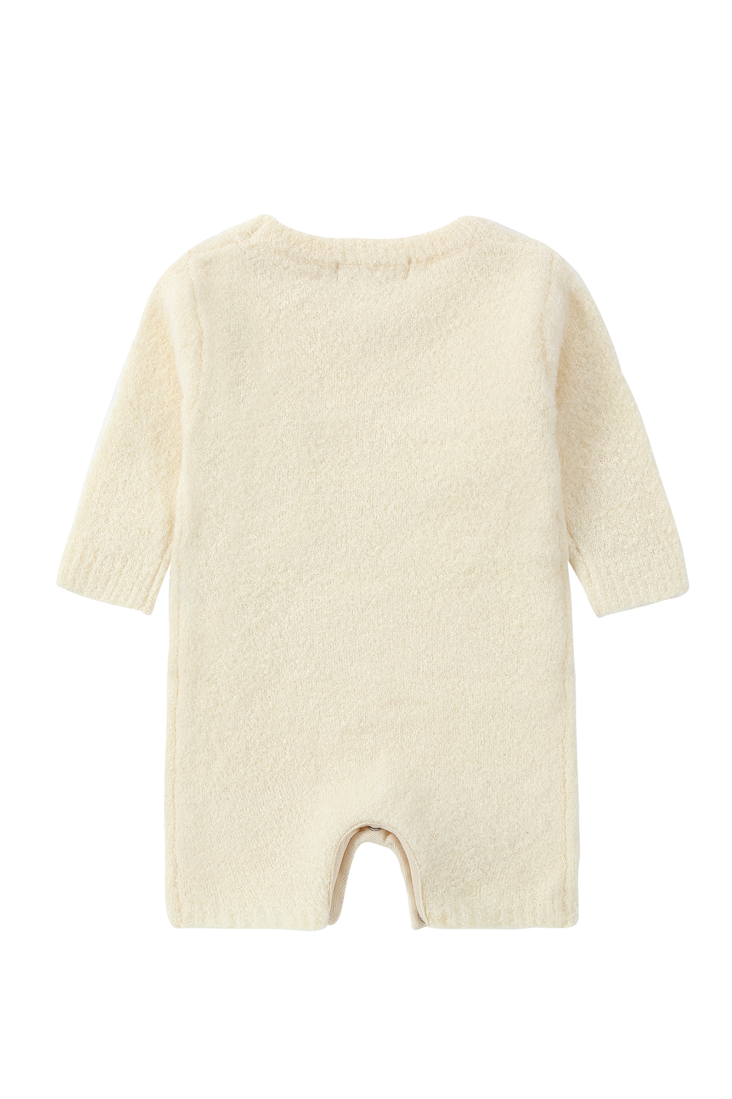 Boucle Knit Baby Romper. Milk