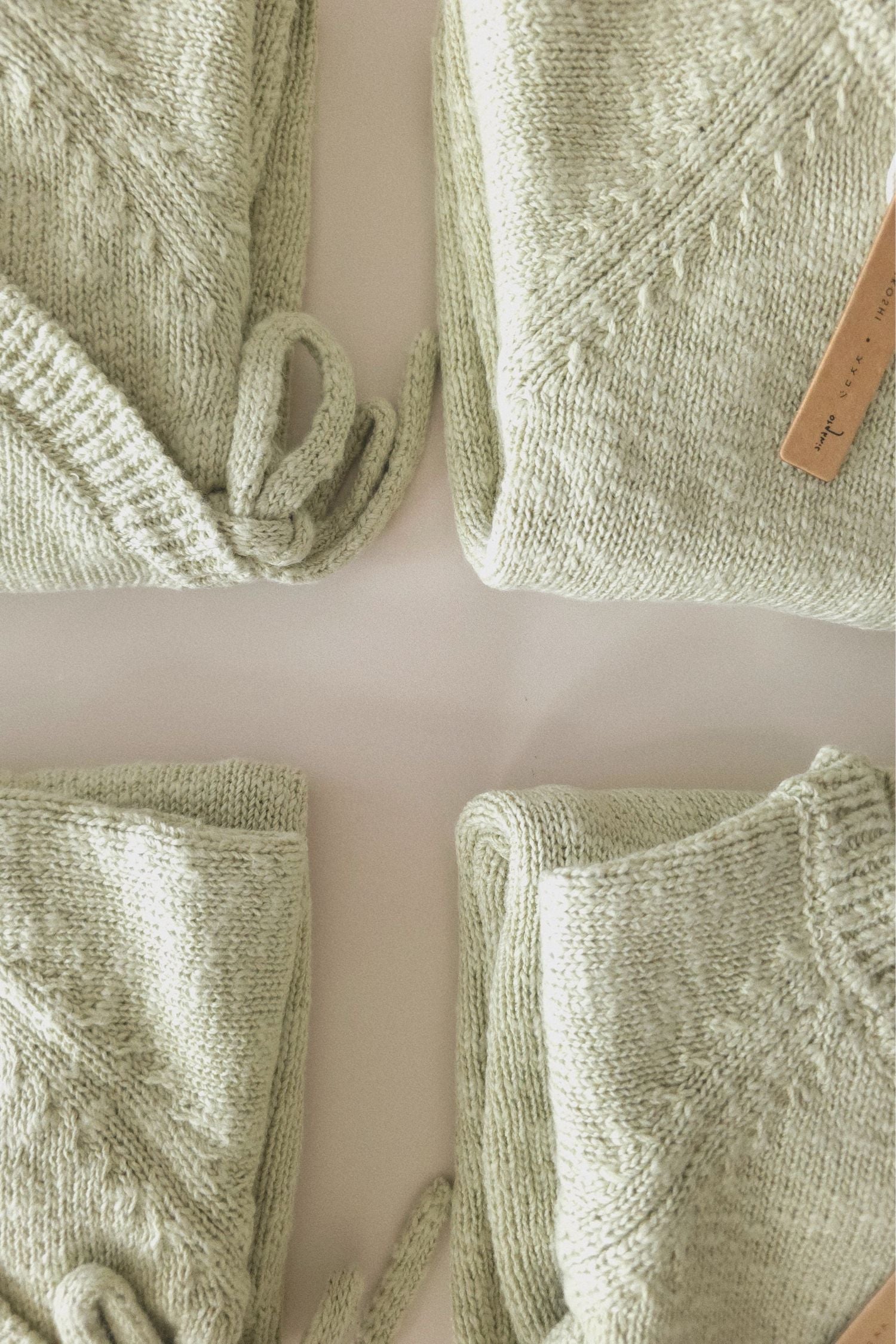 Cotton Textured Knit Baby Kimono Overall Suit. Sage