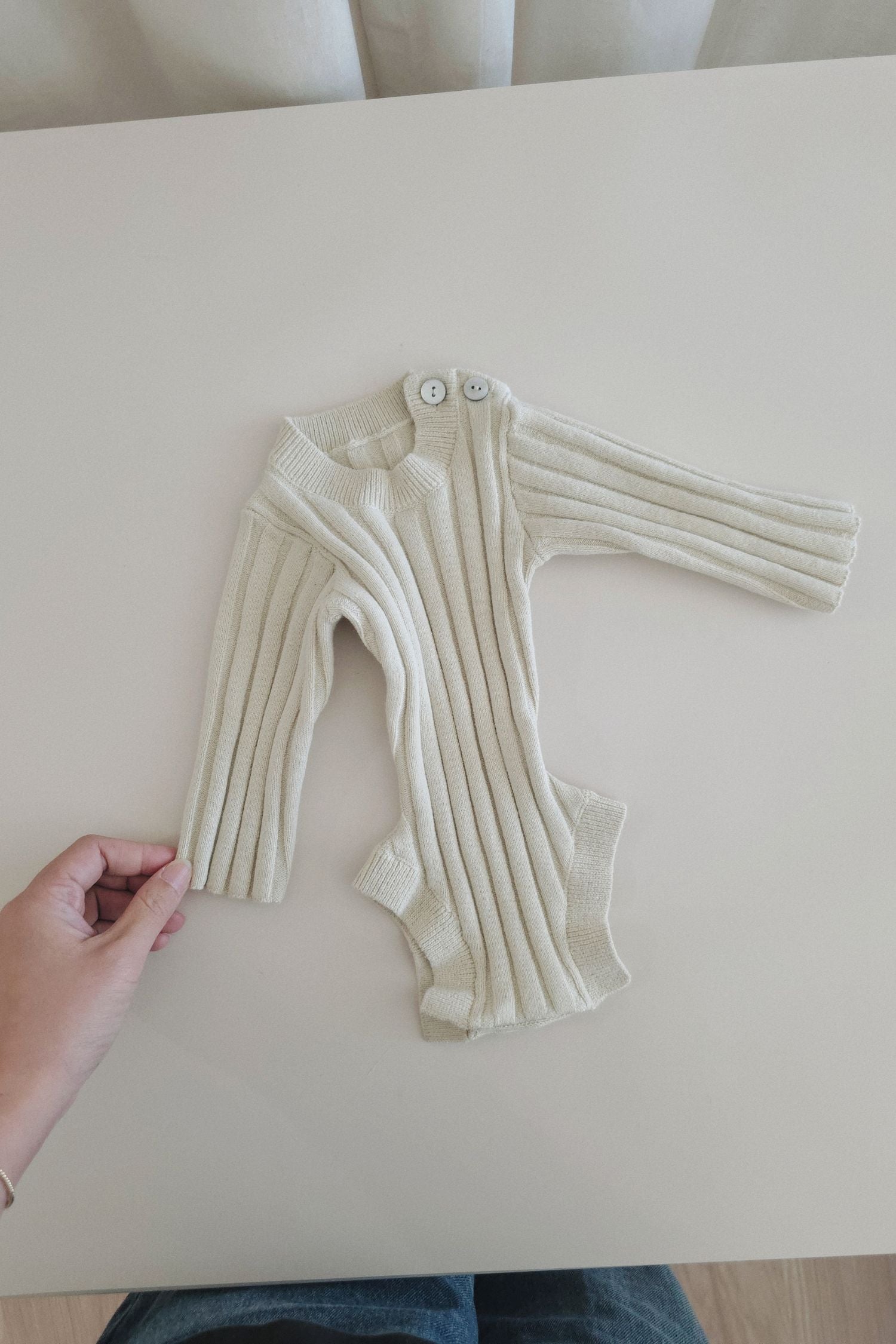 Cotton Knit Baby Ribbed Suit. Cotton