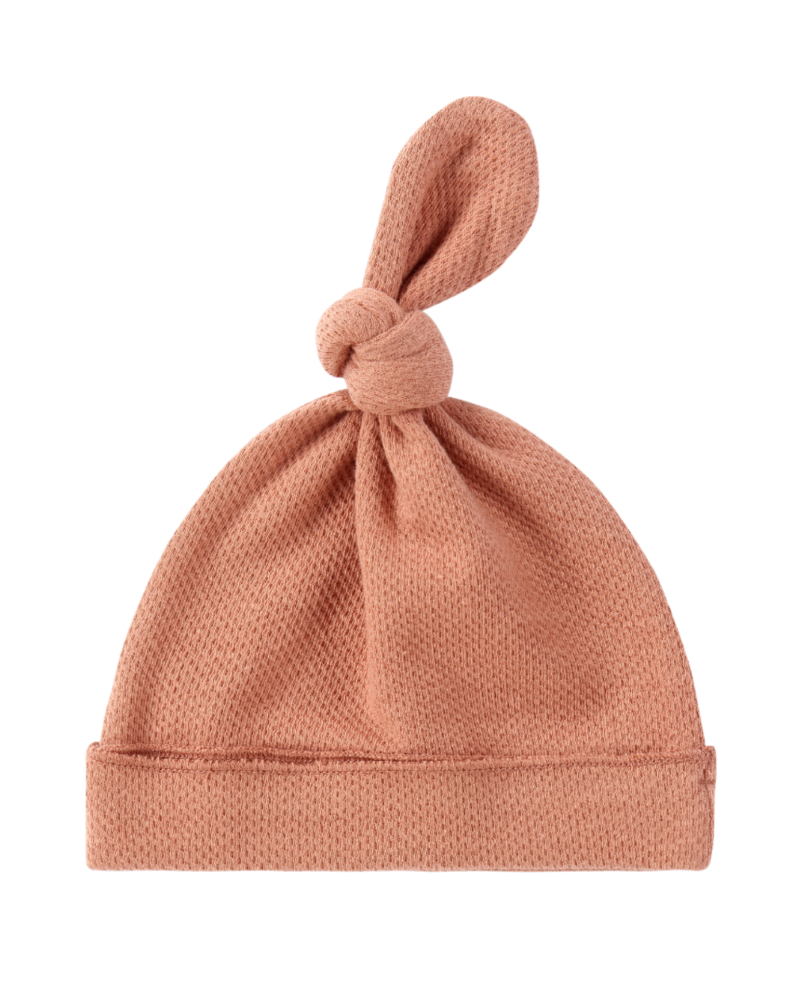 Knotted Hat. Terracotta (pointelle)