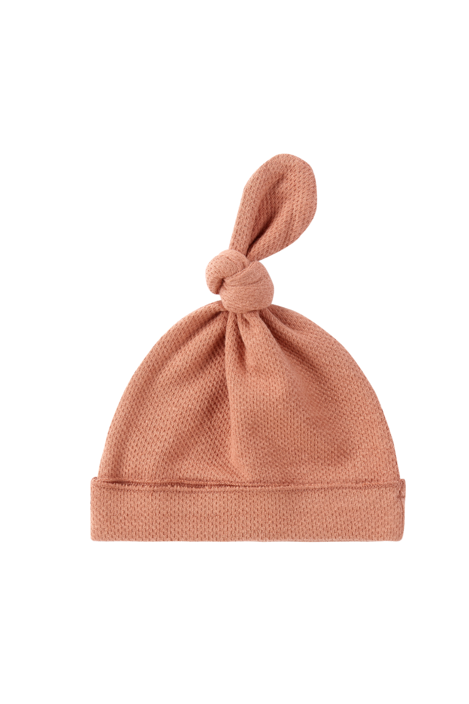 Knotted Hat. Terracotta (pointelle)