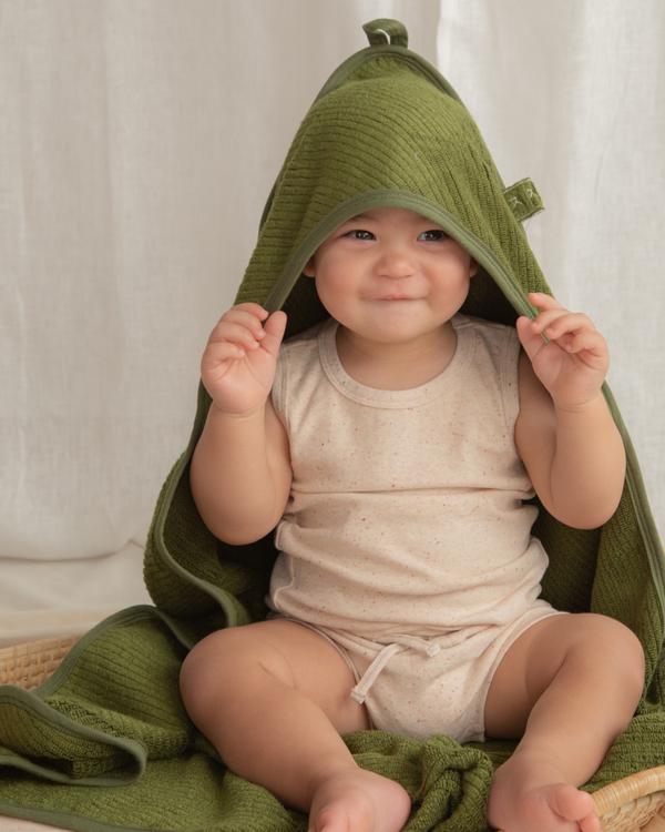 Baby Hooded Towel. Moss