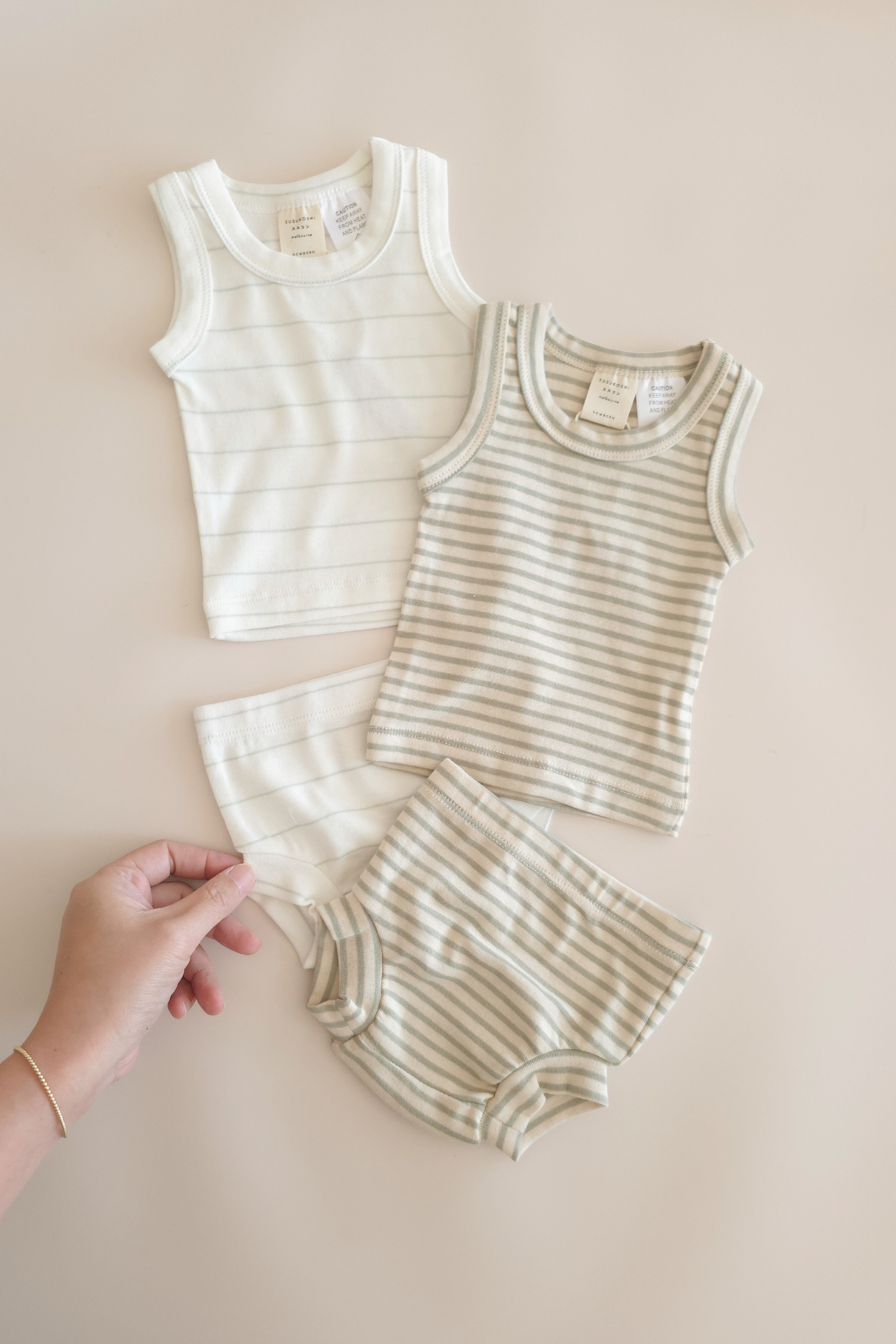 Singlet & Nappy Cover. White Sky
