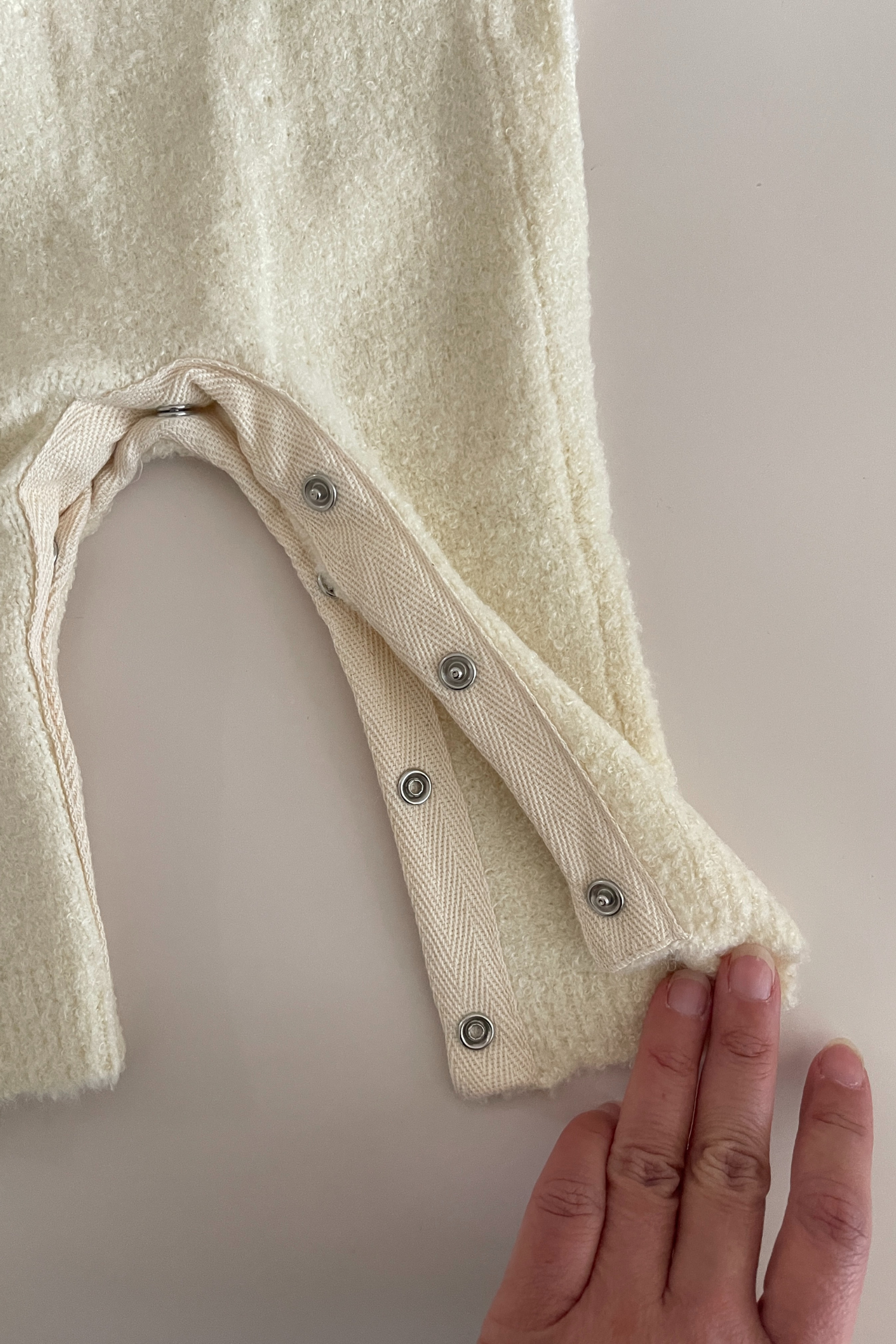 Boucle Knit Baby Kimono Overall Suit. Milk - SECONDS