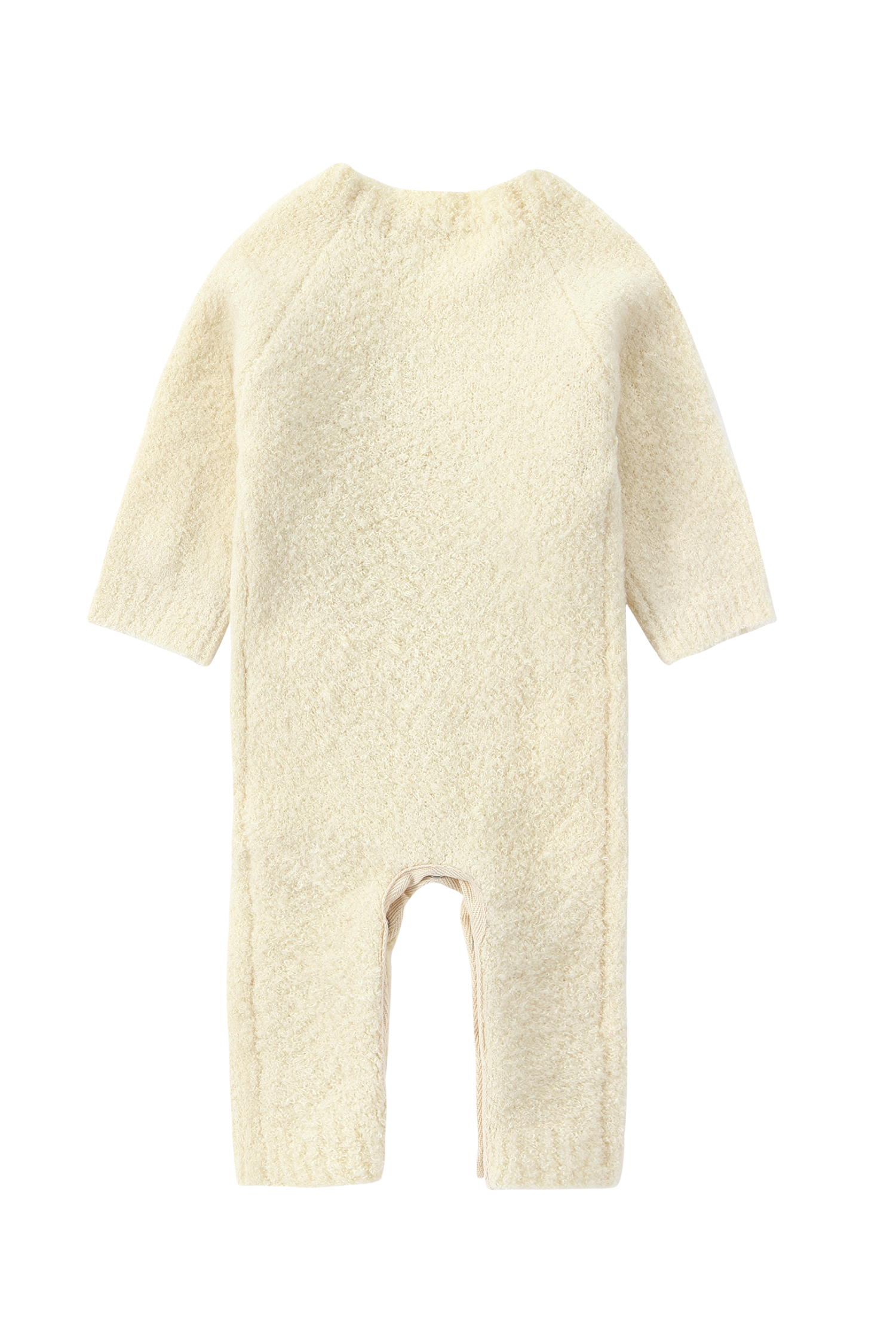 Boucle Knit Baby Kimono Overall Suit. Milk - SECONDS