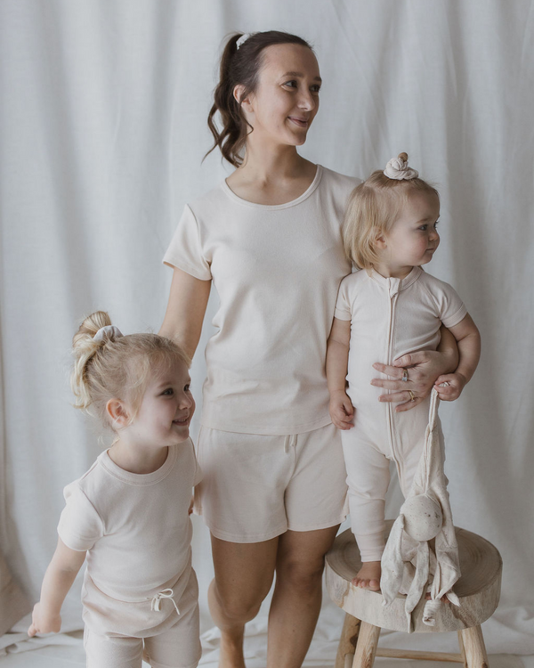 KIDS PJ Short Sleeve Set. Eggshell