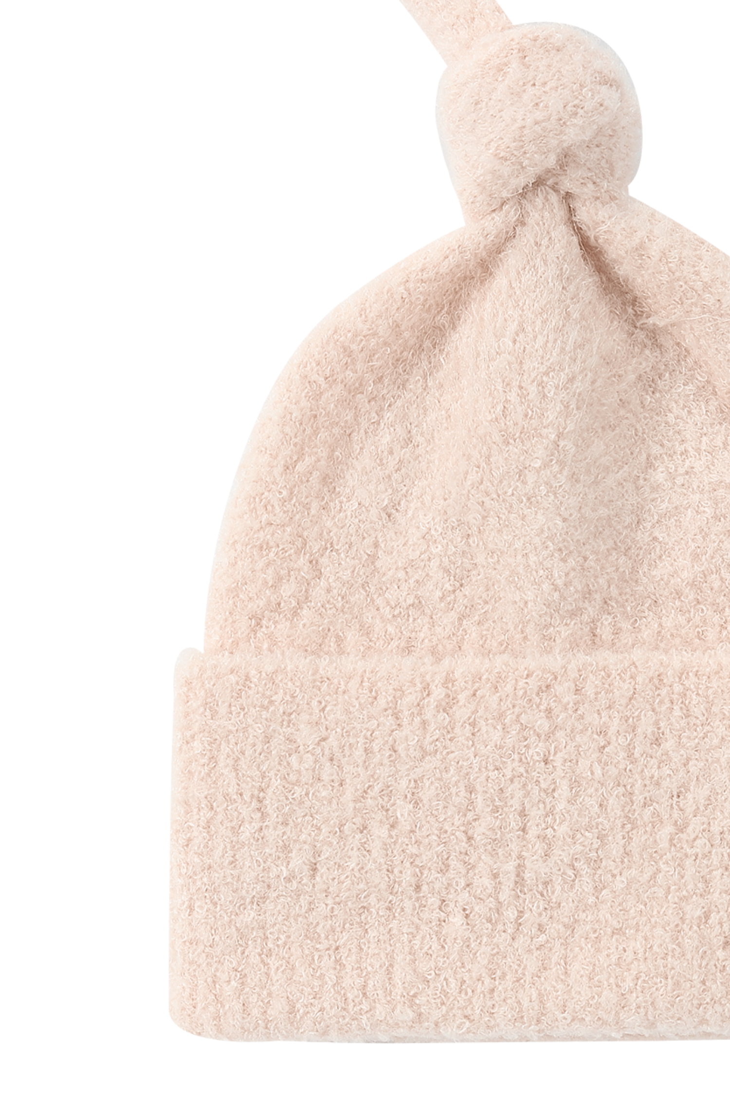 Boucle Knit Baby Knotted Hat. Rose Quartz
