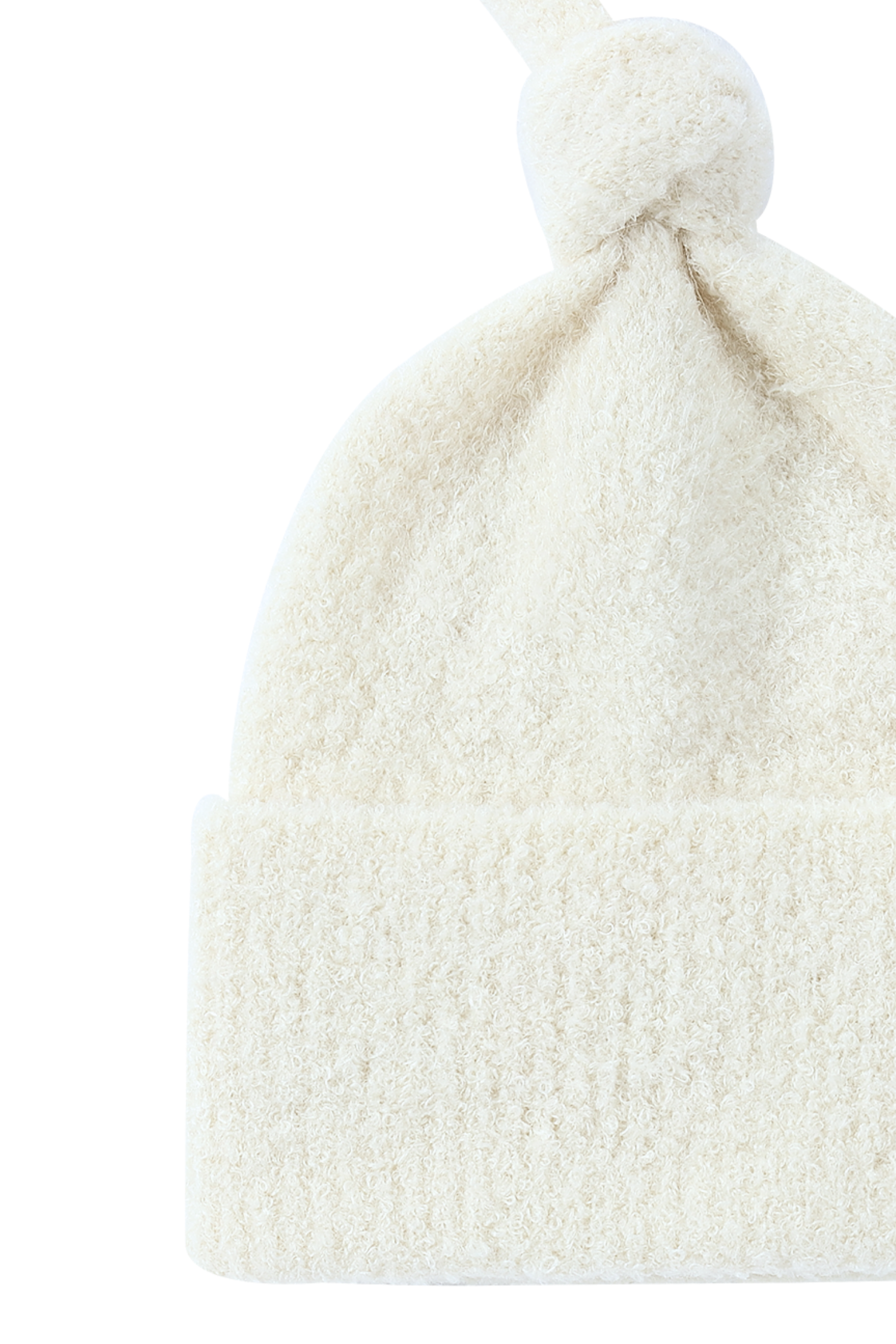 Boucle Knit Baby Knotted Hat. Snow