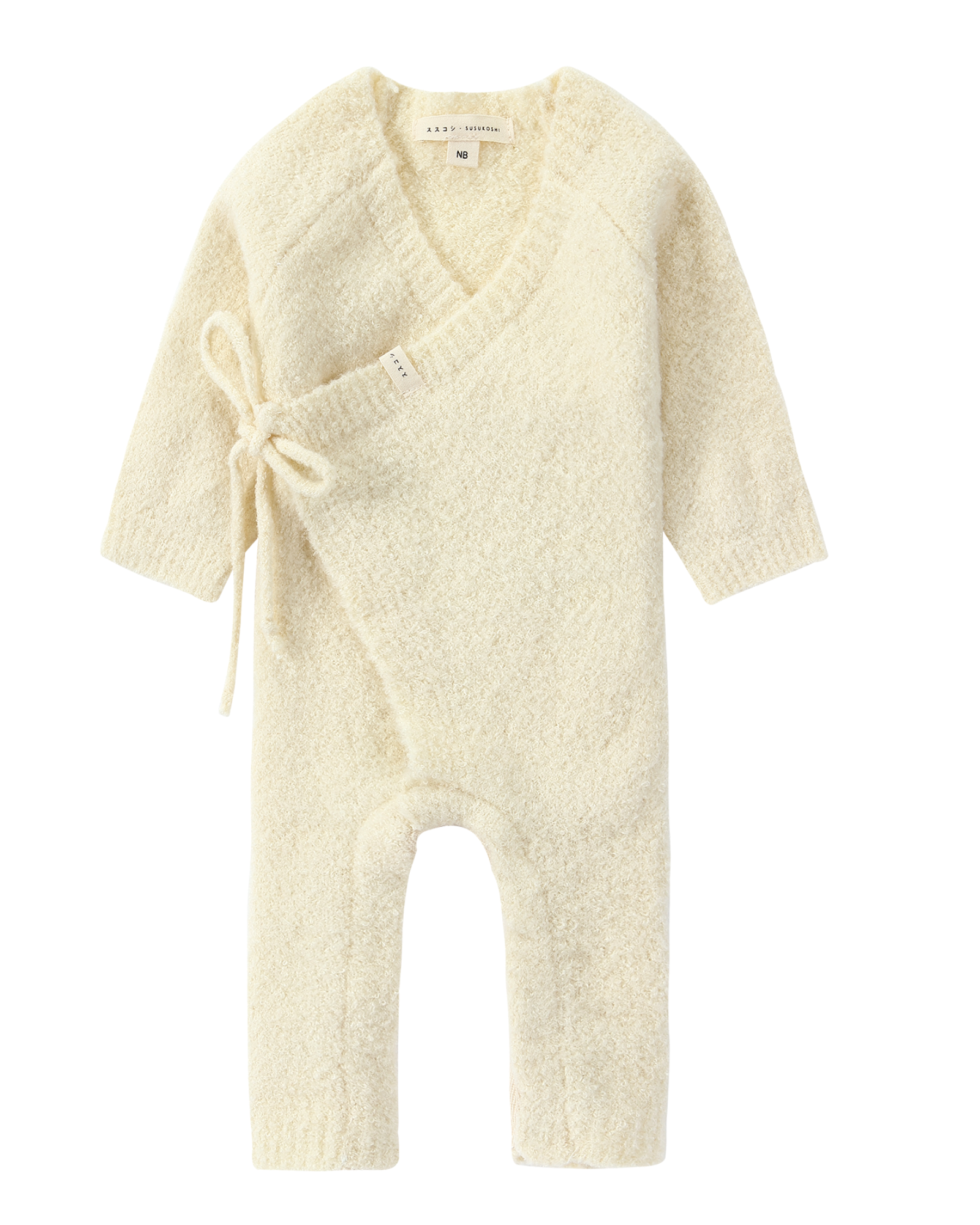 Boucle Baby Kimono Overall Suit. Milk