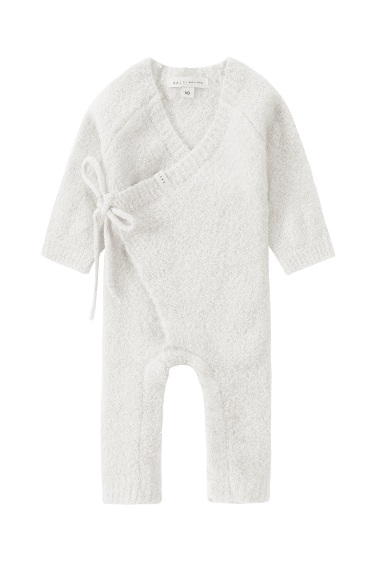 Boucle Baby Kimono Overall Suit. Snow