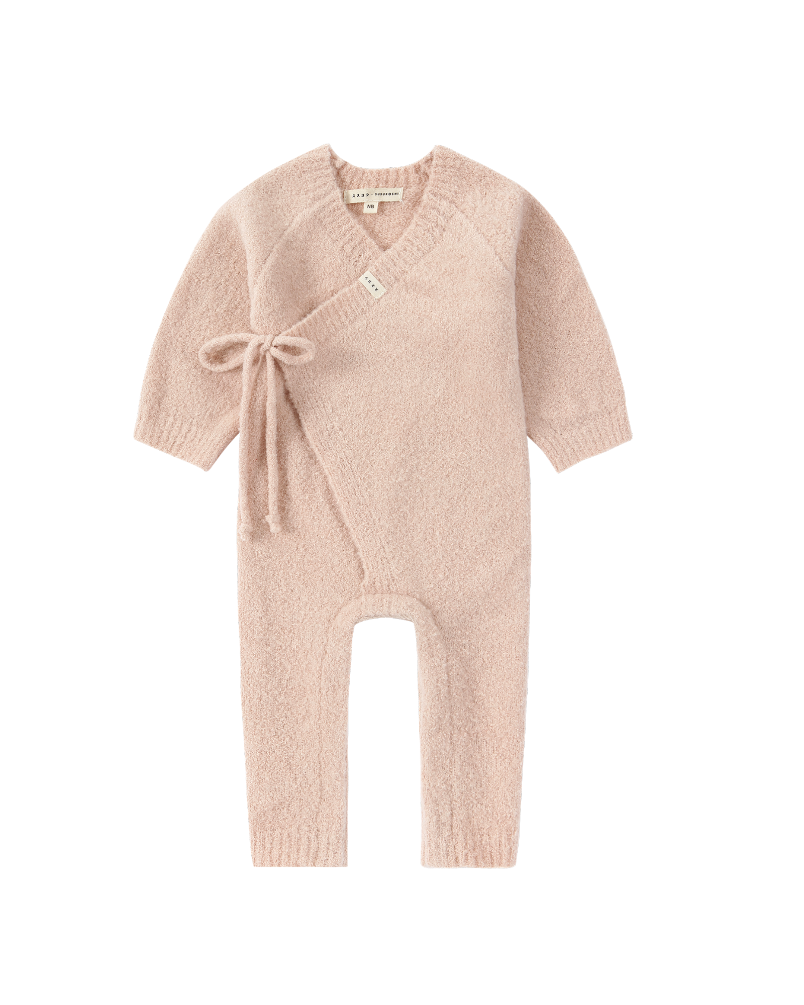 Boucle Baby Kimono Overall Suit. Rose Quartz