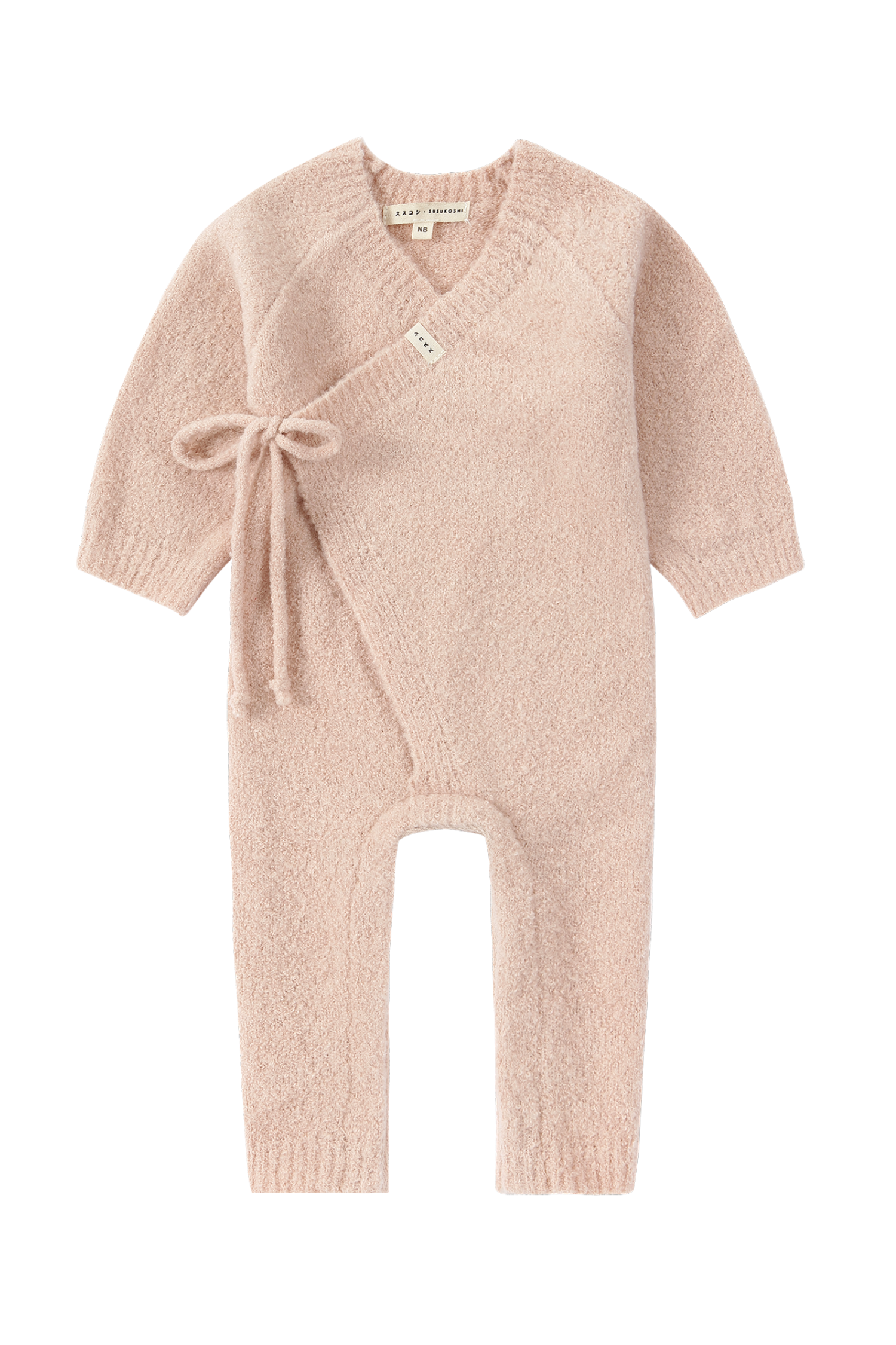 Boucle Baby Kimono Overall Suit. Rose Quartz