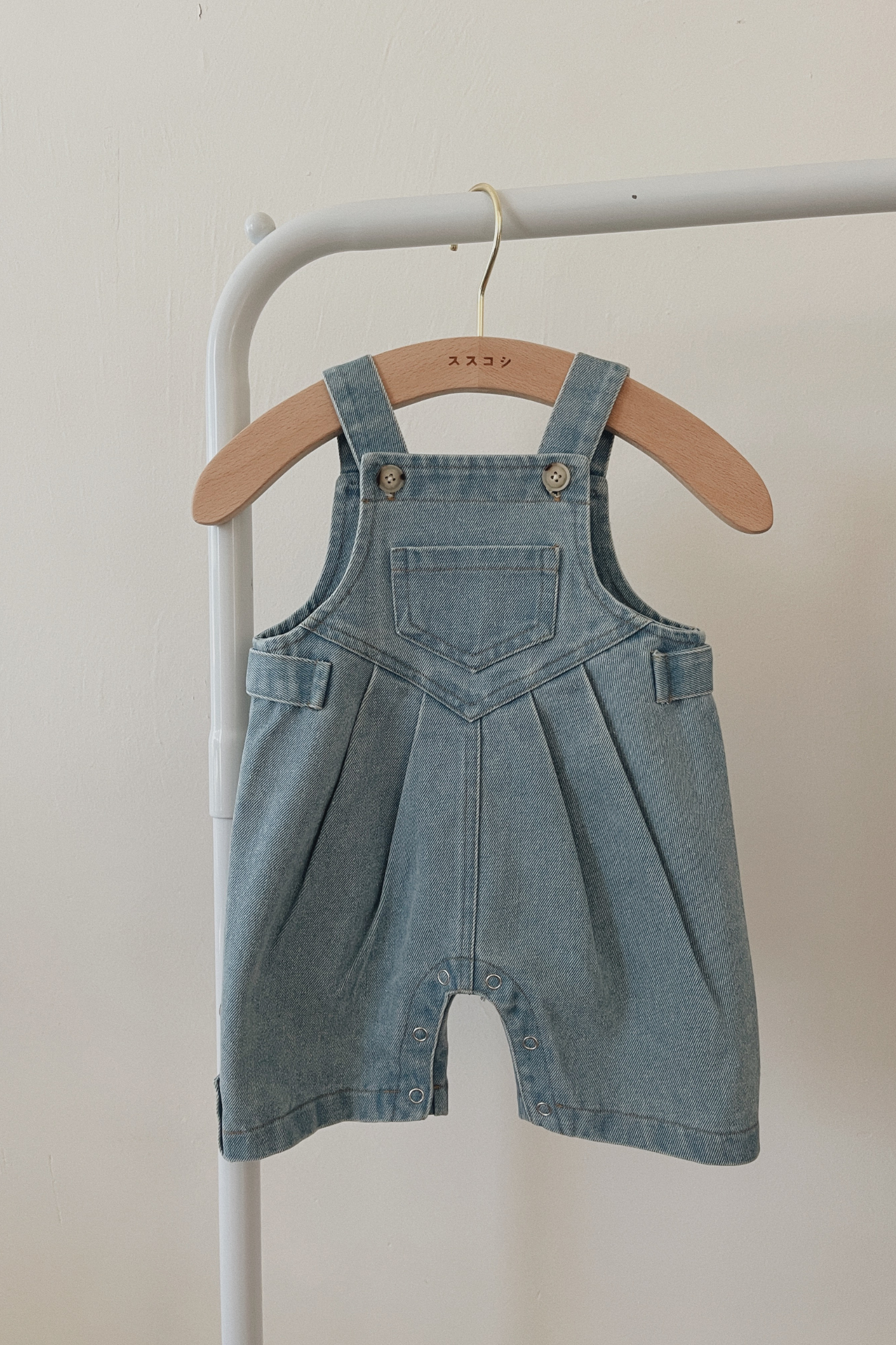 Denim Overall Shorts. Baby Blue