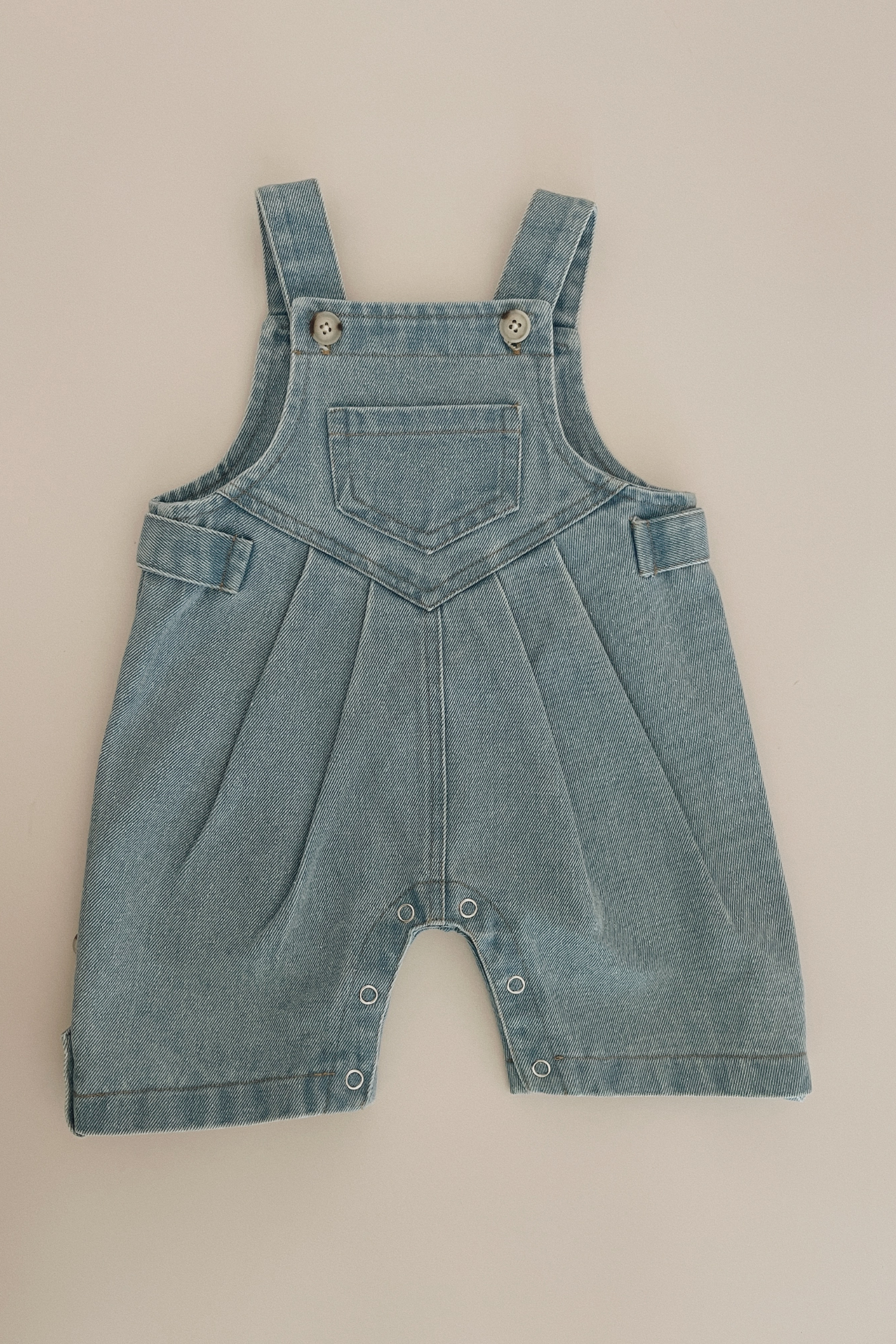 Denim Overall Shorts. Baby Blue