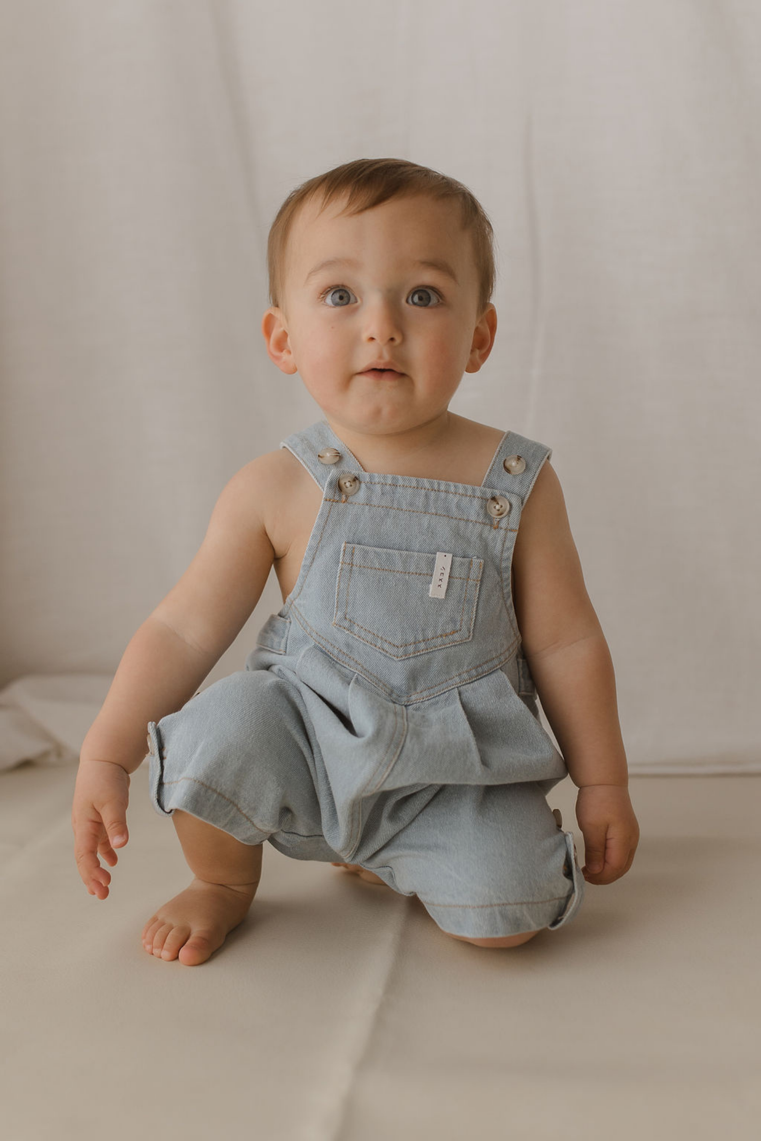 Denim Overall Shorts. Baby Blue