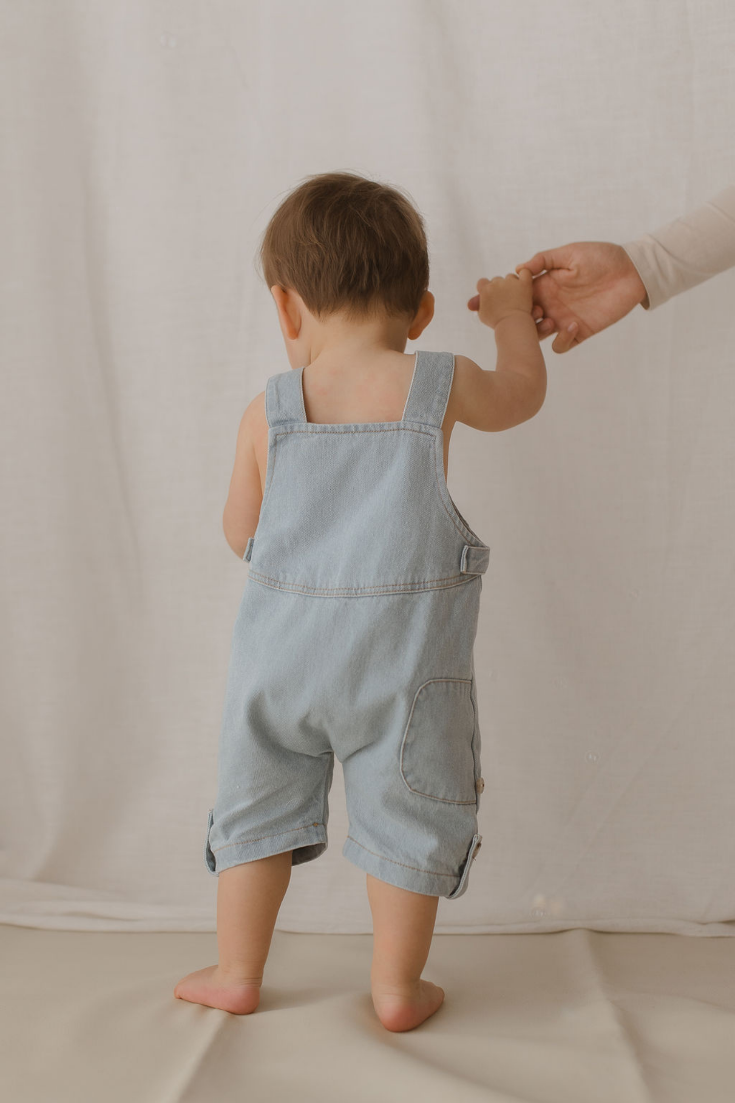 Denim Overall Shorts. Baby Blue