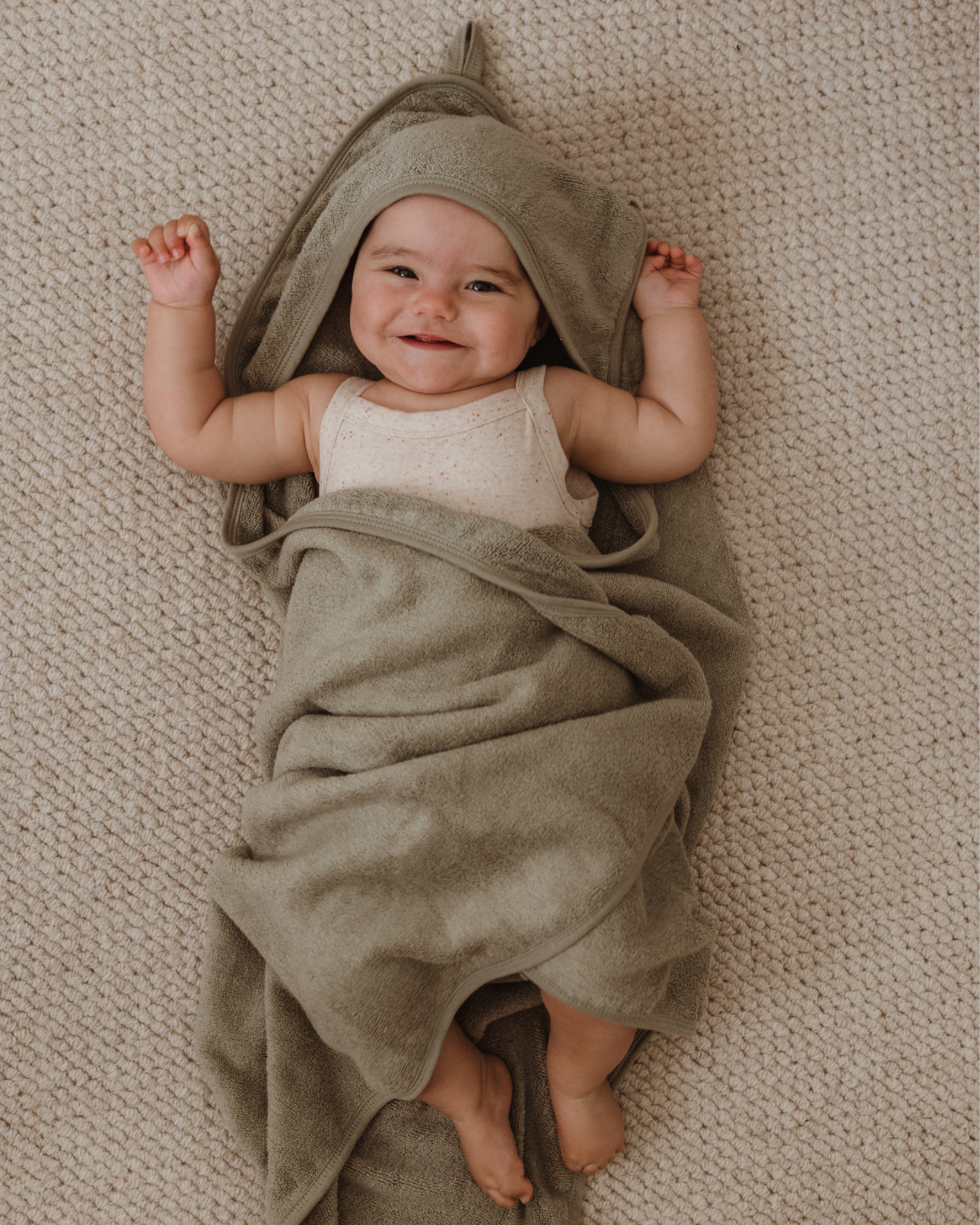 Baby Hooded Towel. Sage