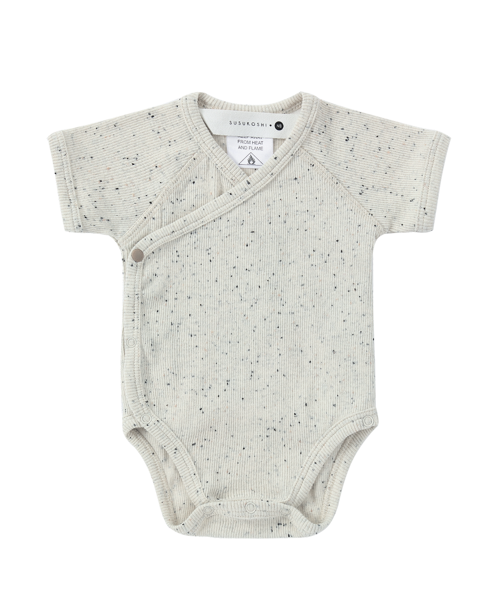 SUSUKOSHI Kimono Bodysuit S/S Beige Speckled