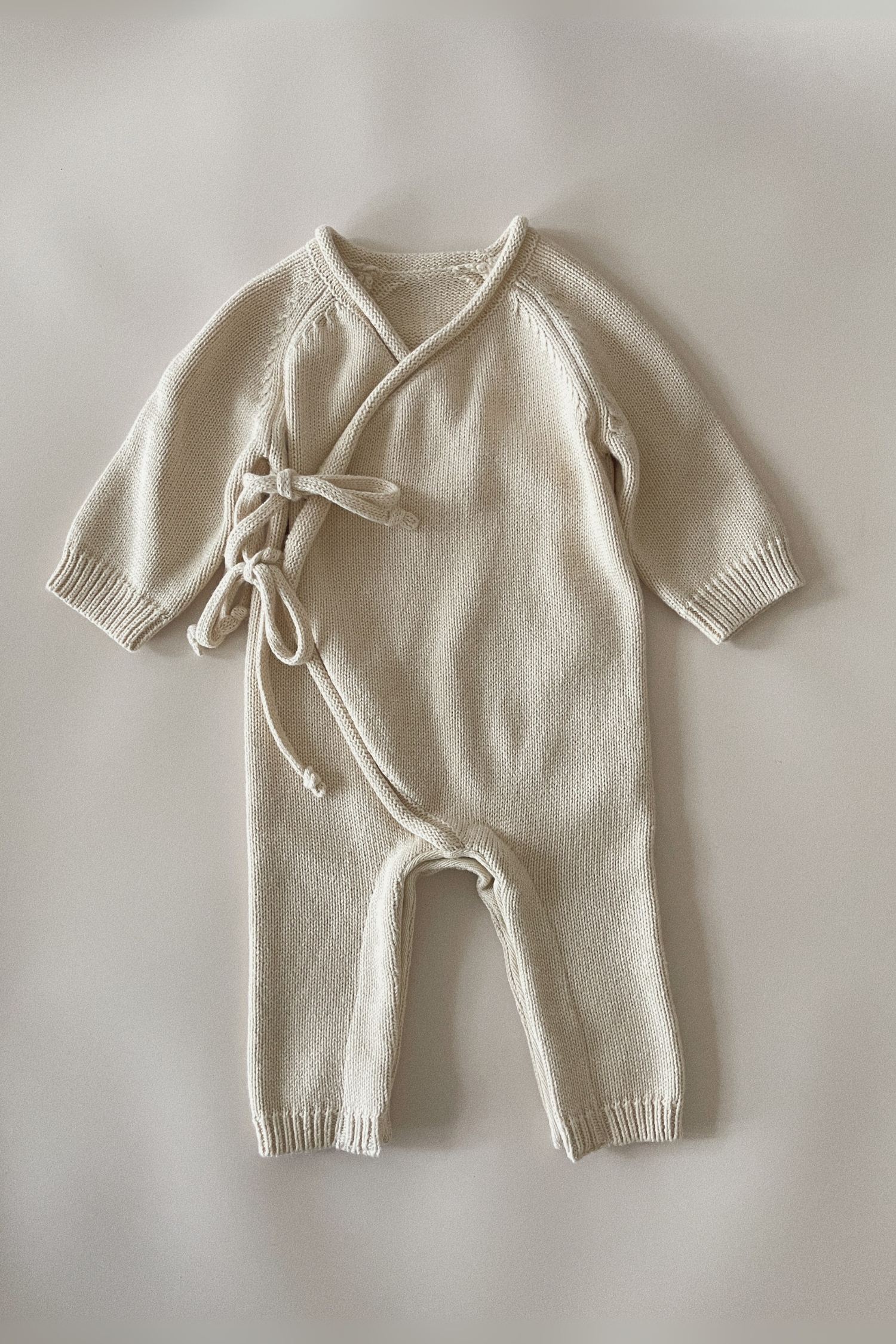 Cotton Knit Baby Kimono Overall Suit. Cotton