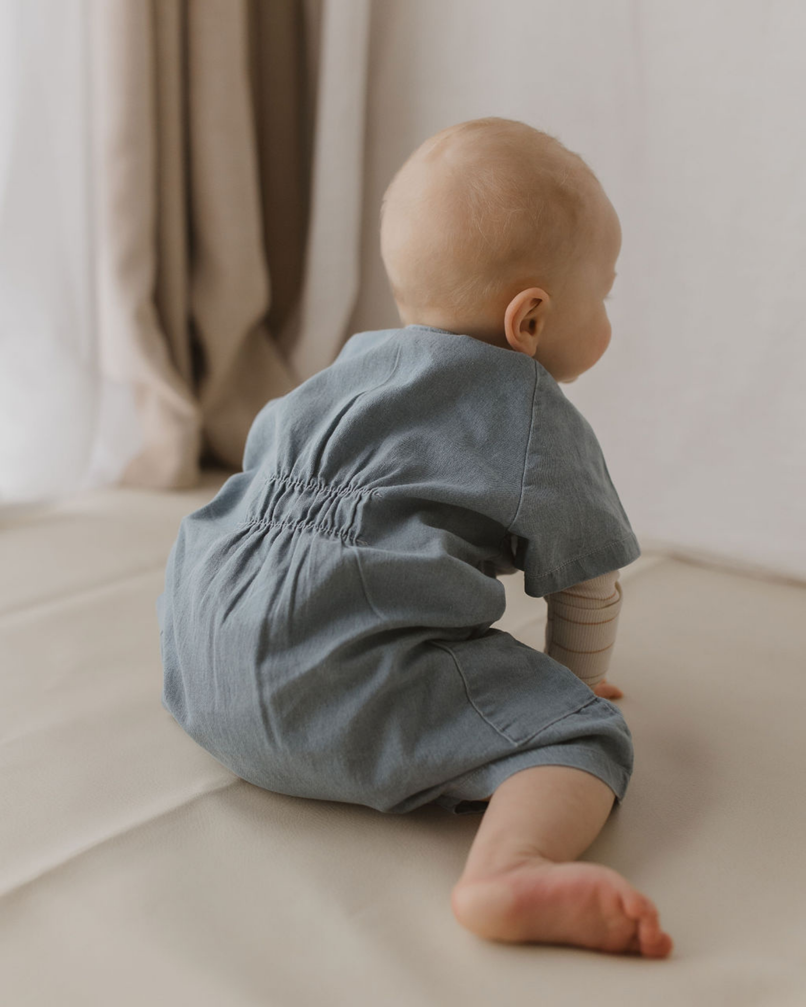 Denim Mechanic Baby Suit Shorts. Blue