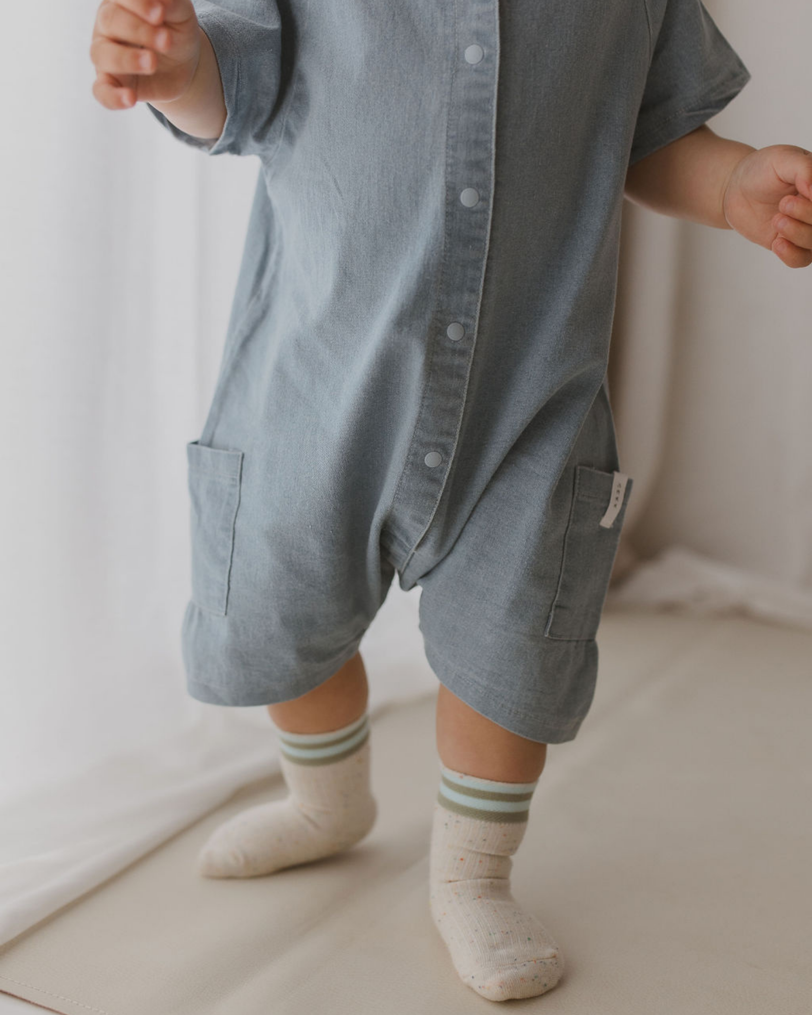 Denim Mechanic Baby Suit Shorts. Blue