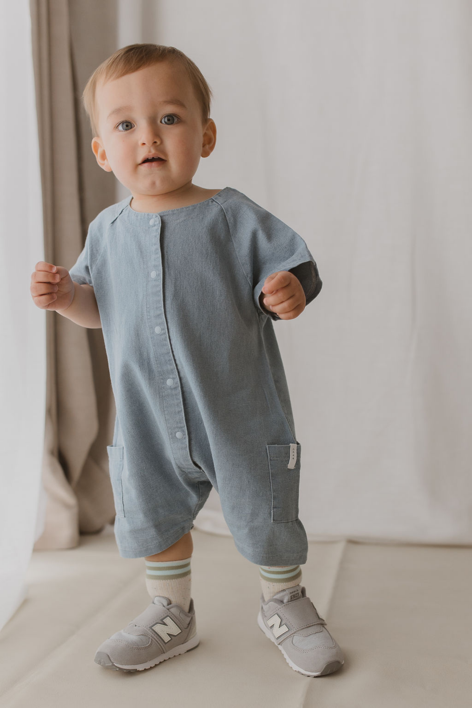 Denim Mechanic Baby Suit Shorts. Blue