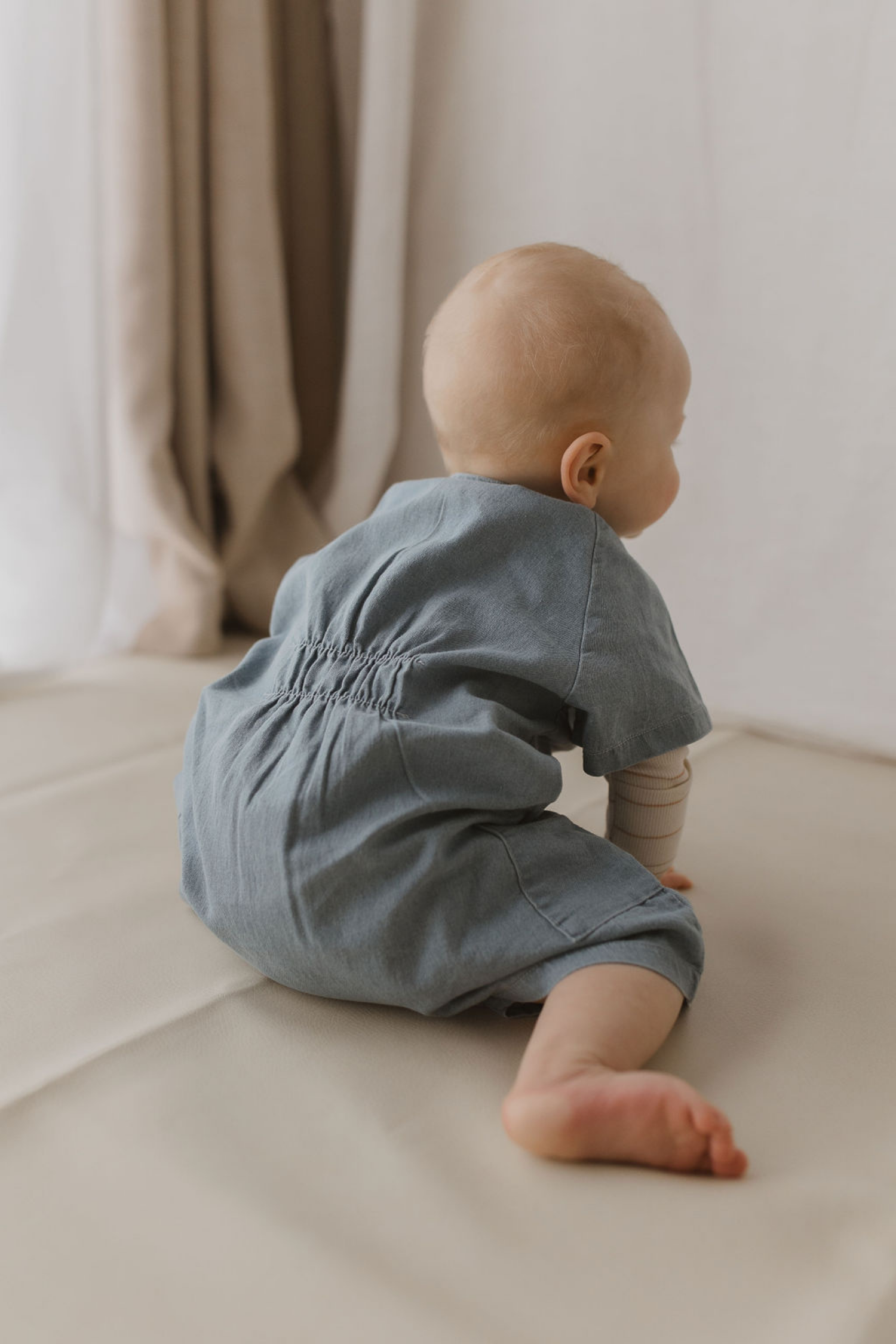 Denim Mechanic Baby Suit Shorts. Blue