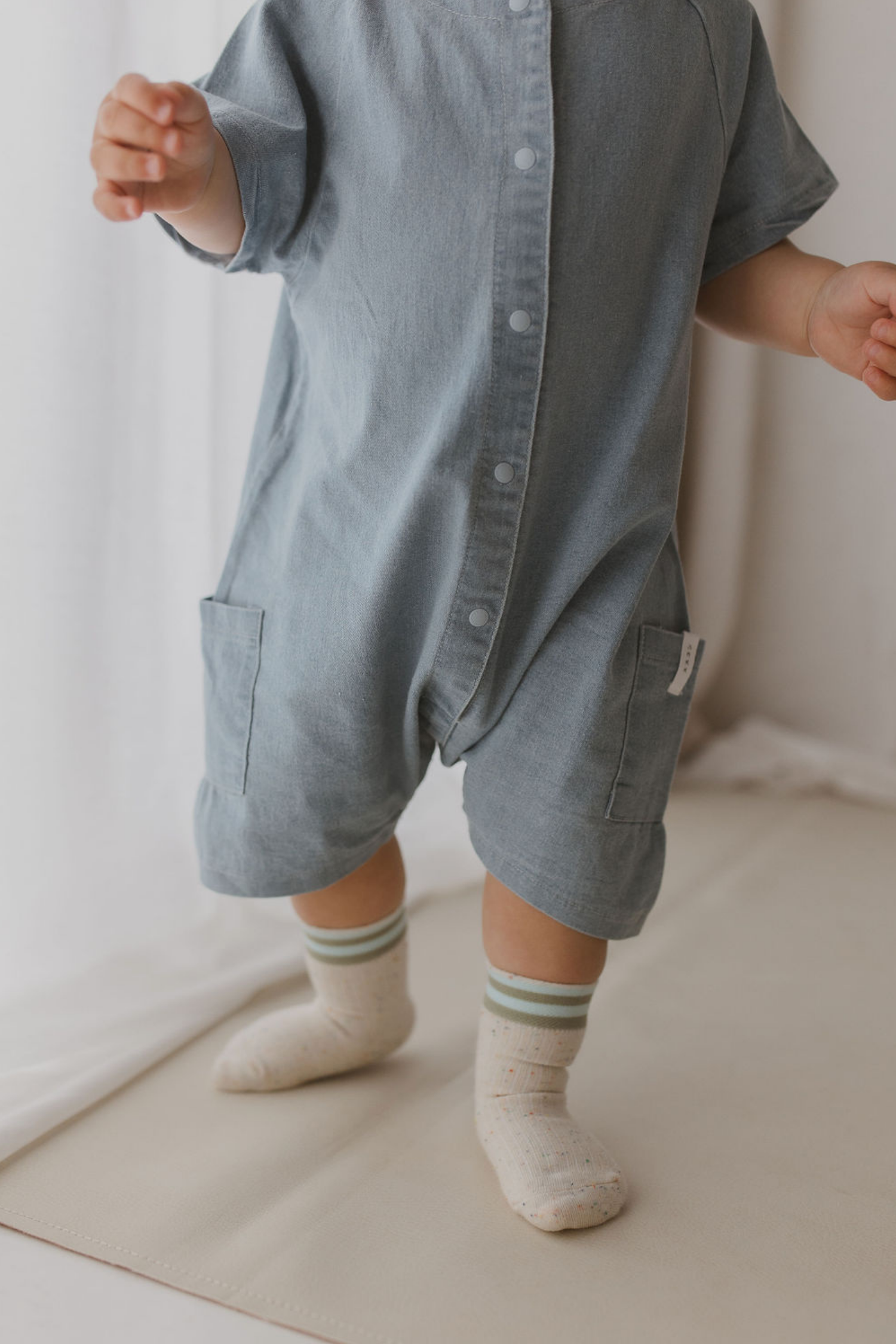 Denim Mechanic Baby Suit Shorts. Blue