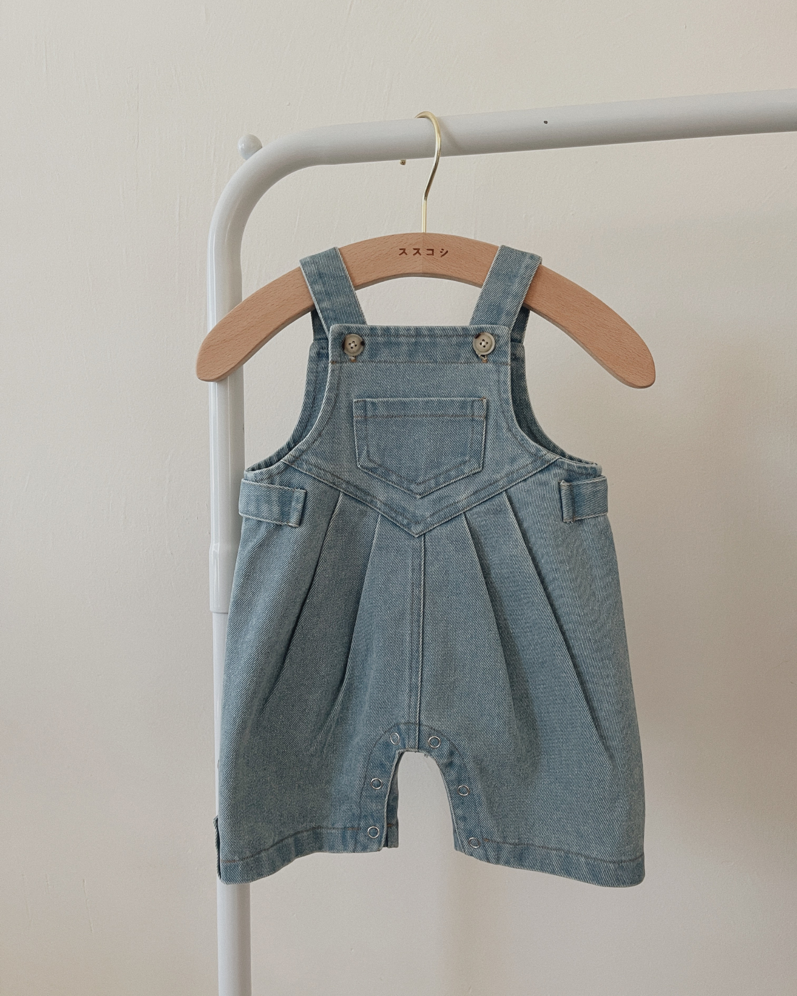 Denim Overall Shorts. Baby Blue