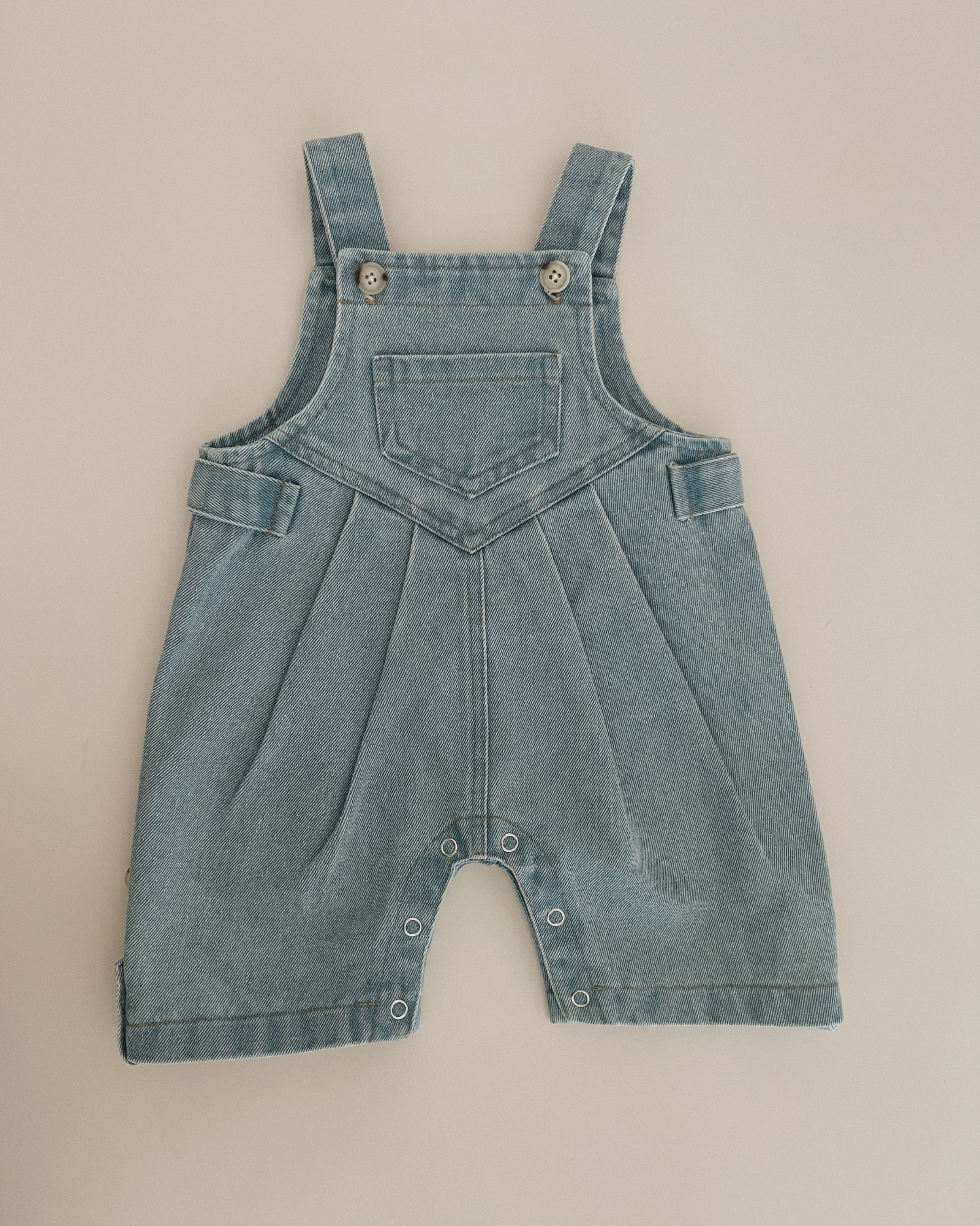 Denim Overall Shorts. Baby Blue