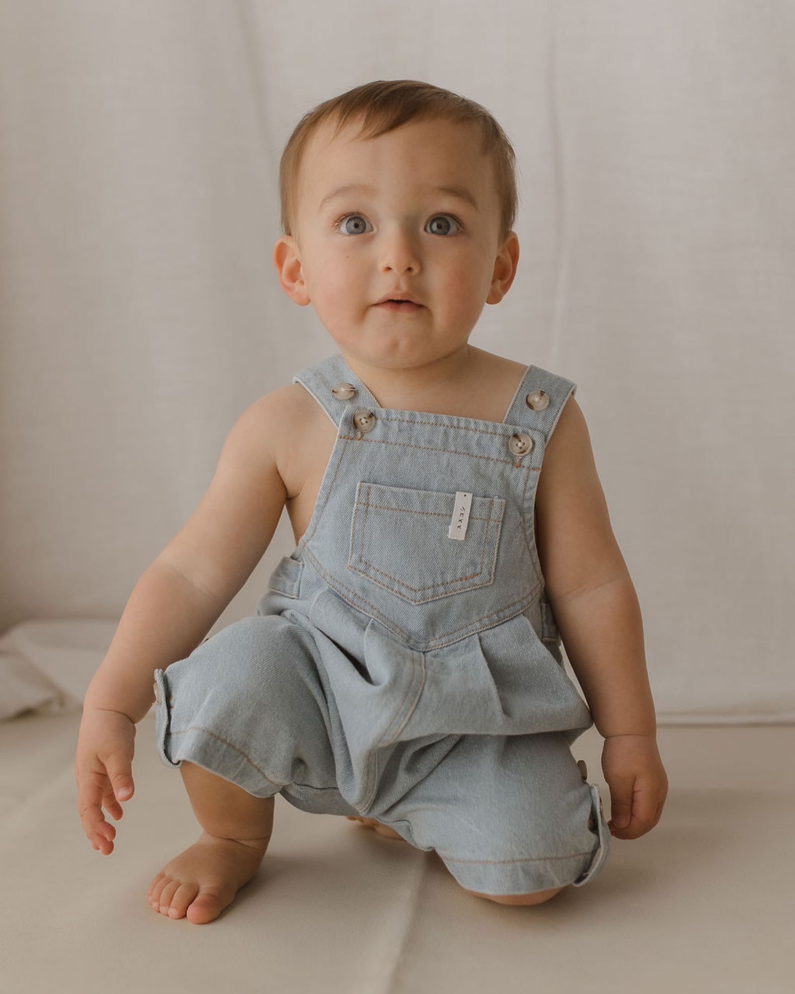 Denim Overall Shorts. Baby Blue