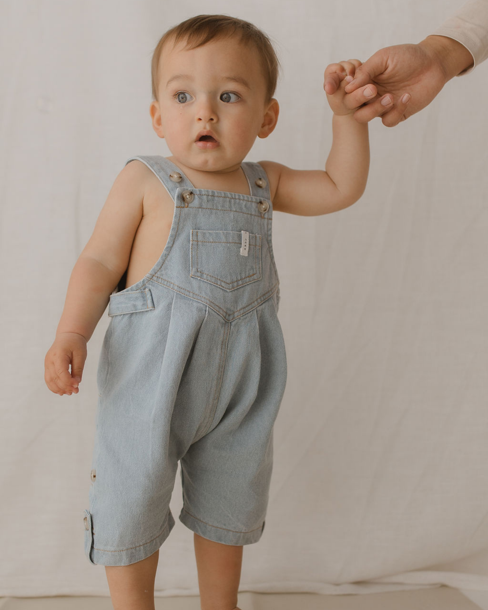 Denim Overall Shorts. Baby Blue