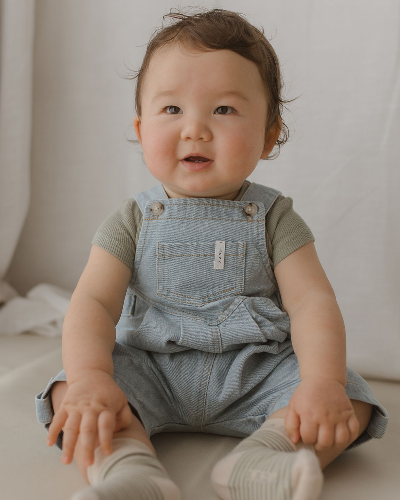 Denim Overall Shorts. Baby Blue