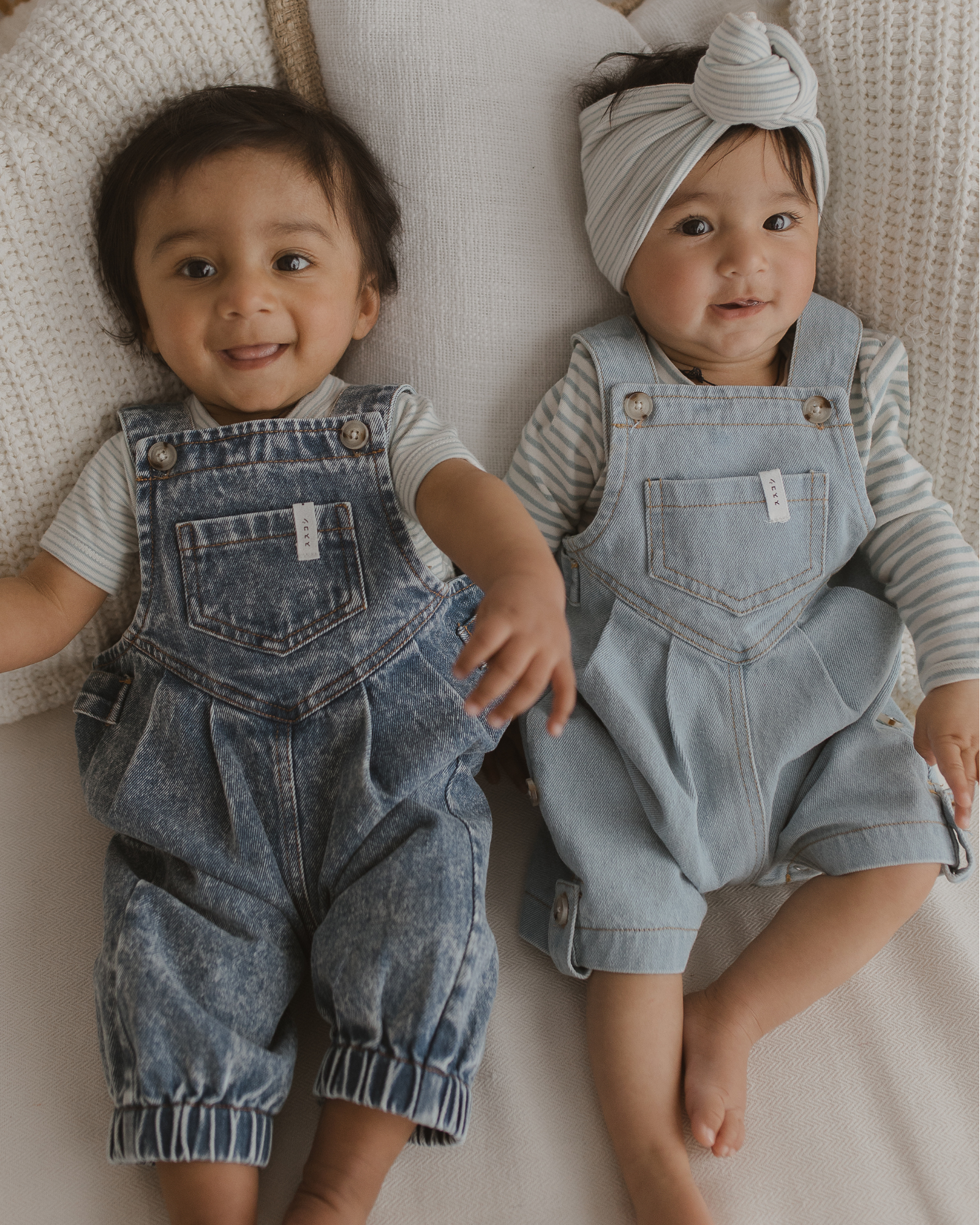 Denim Overall Shorts. Baby Blue