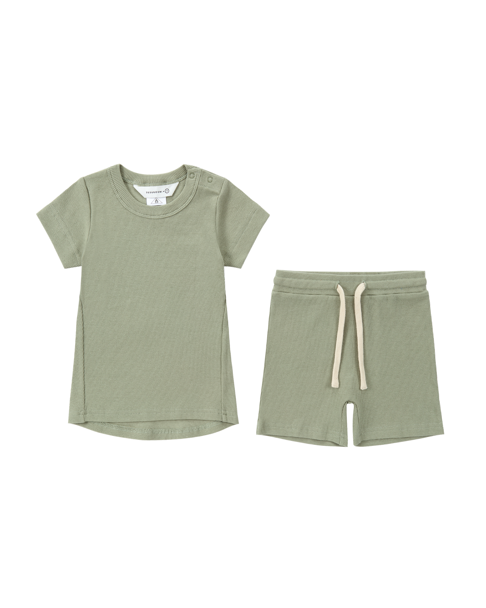 KIDS PJ Short Sleeve Set. Sage