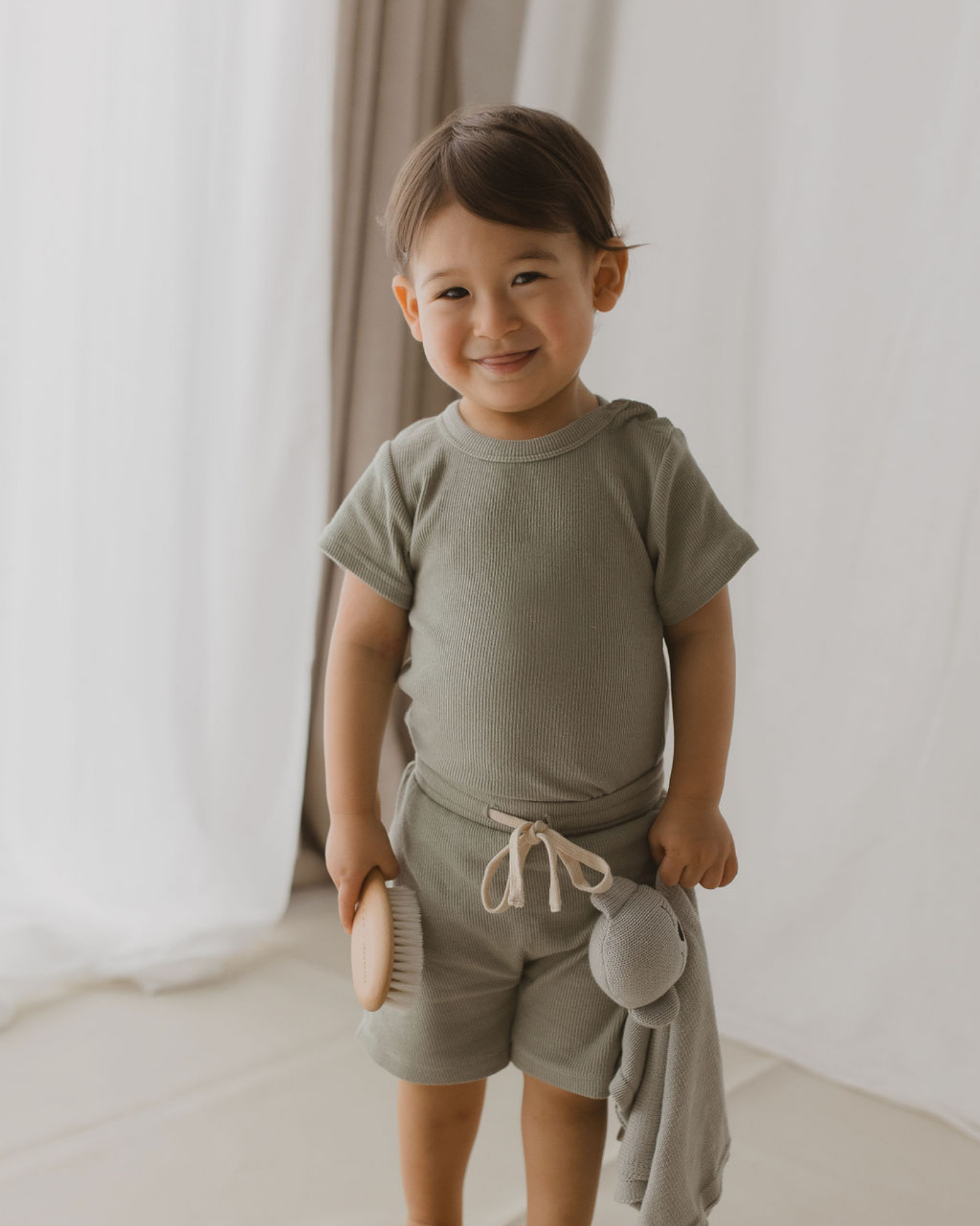 KIDS PJ Short Sleeve Set. Sage