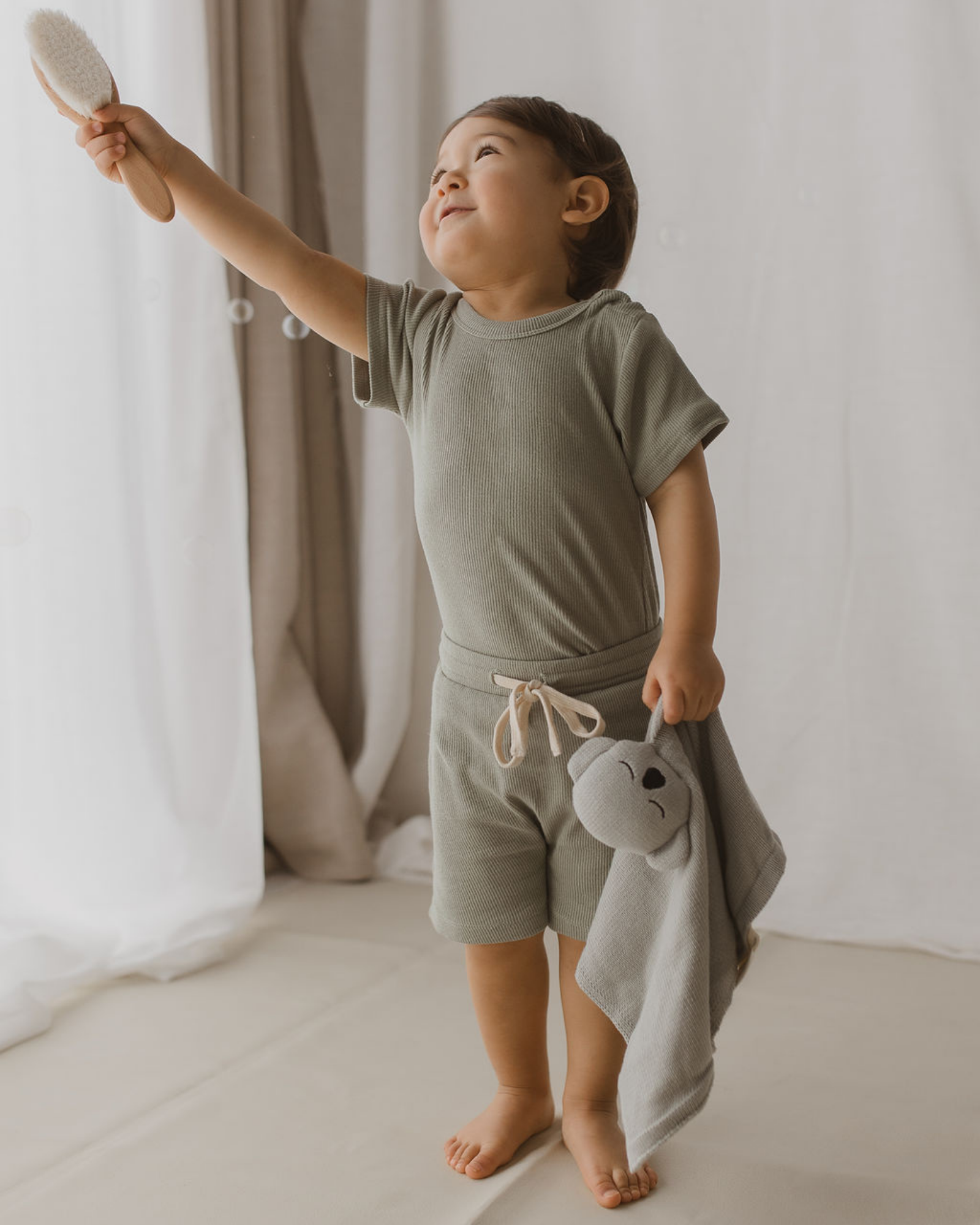 KIDS PJ Short Sleeve Set. Sage