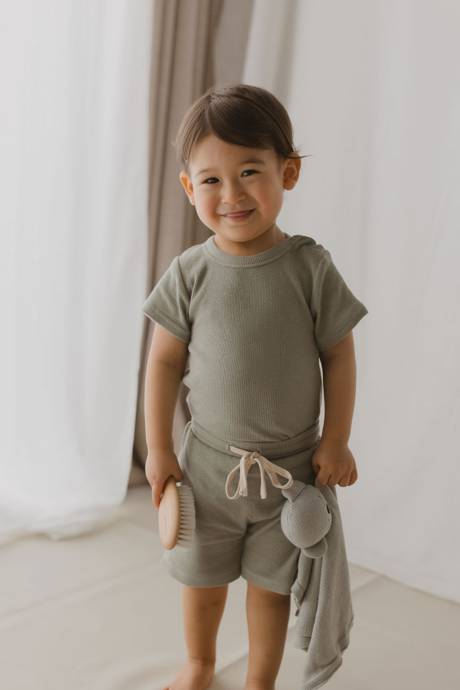 KIDS PJ Short Sleeve Set. Sage