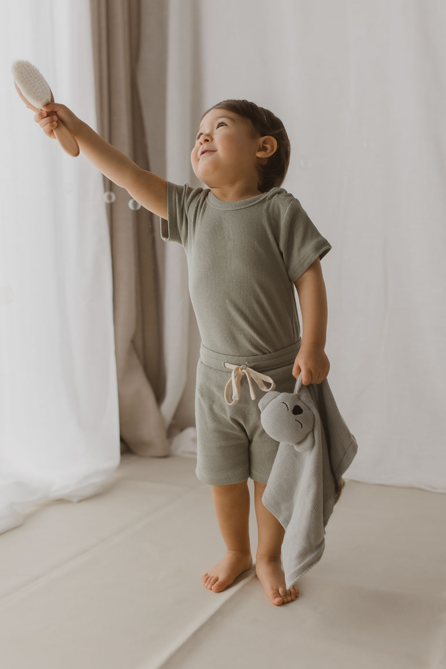 KIDS PJ Short Sleeve Set. Sage