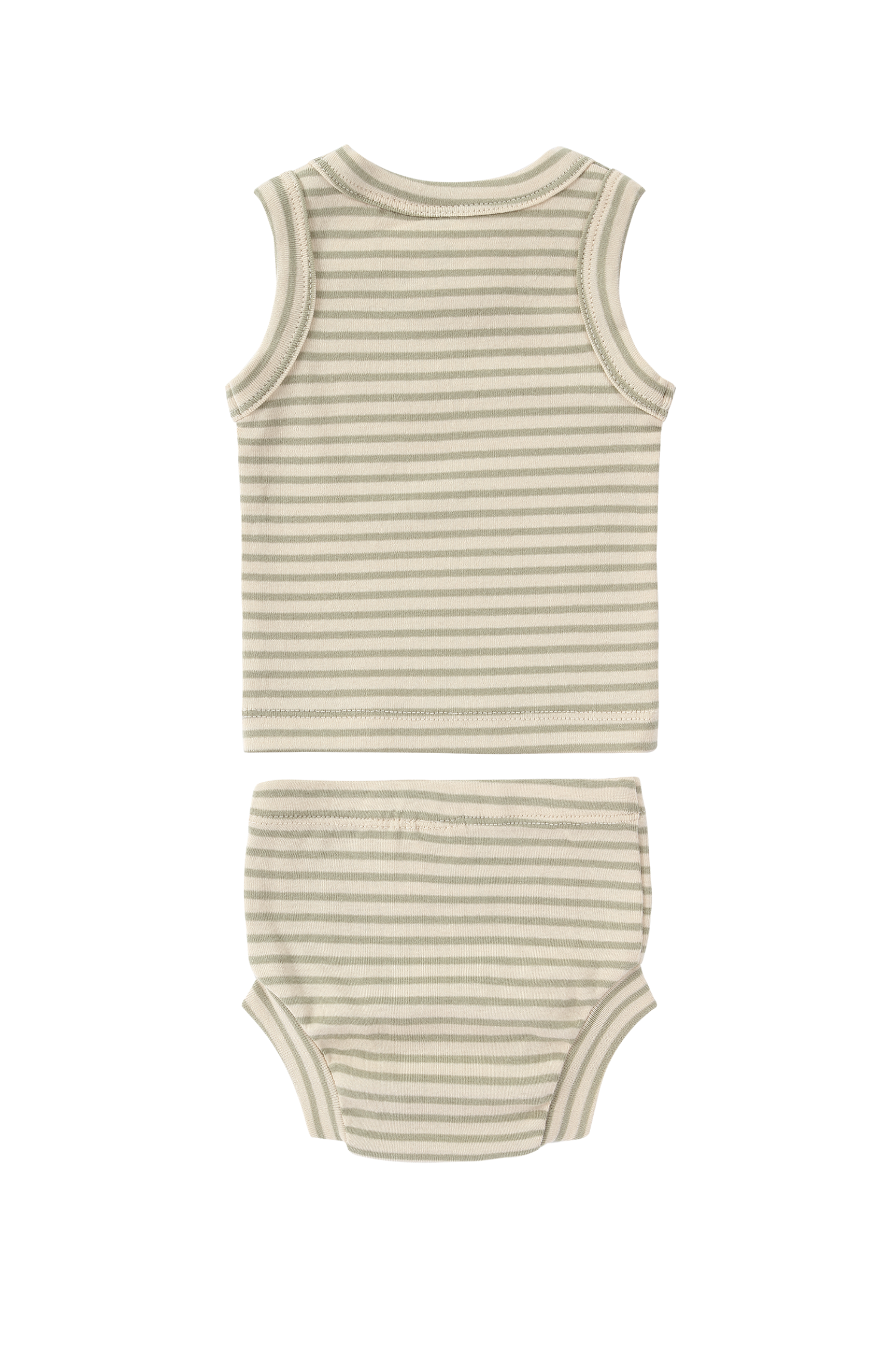 Singlet & Nappy Cover. Sage Stripe