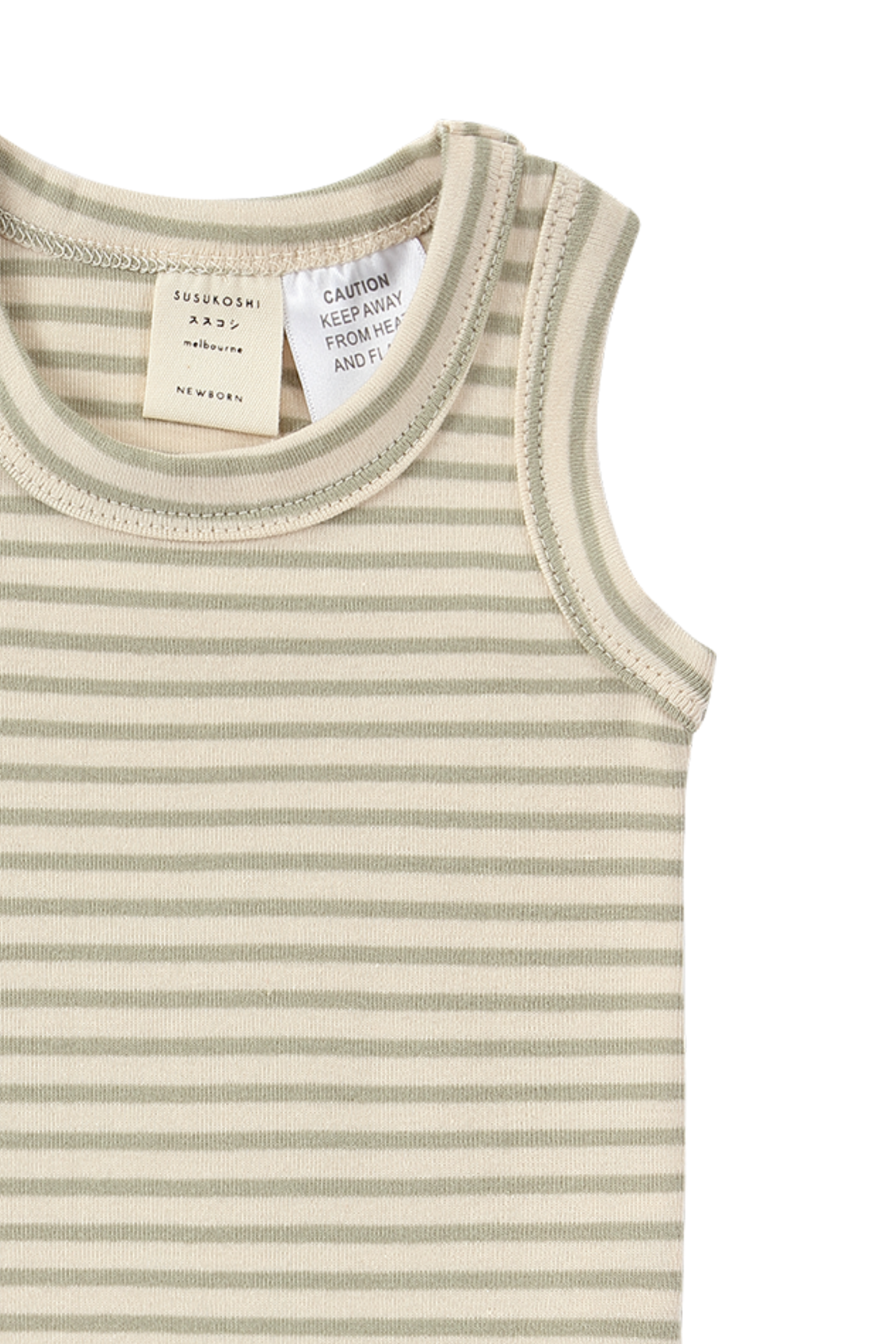 Singlet & Nappy Cover. Sage Stripe