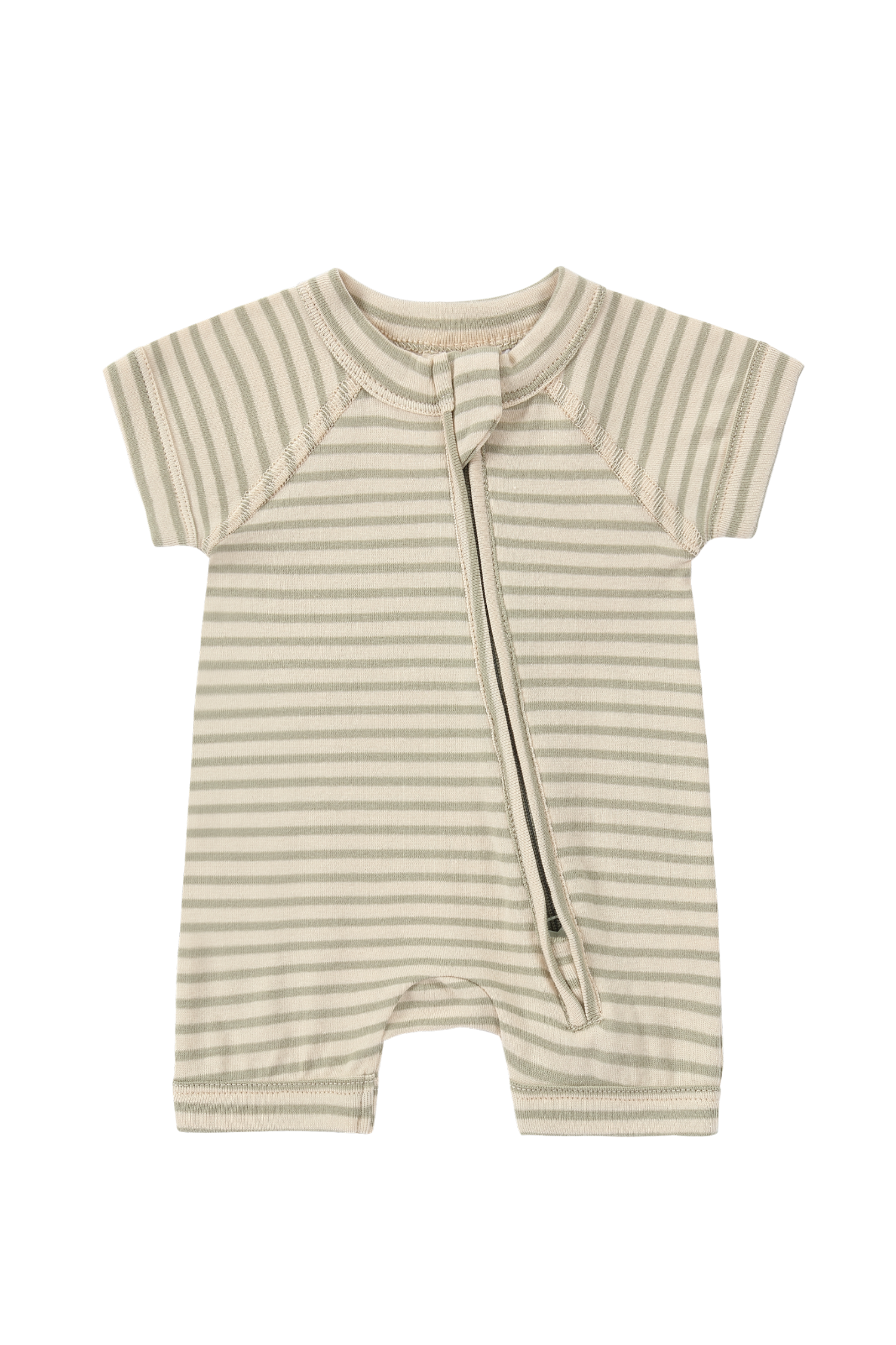 Zip Suit S/SS. Sage Stripes