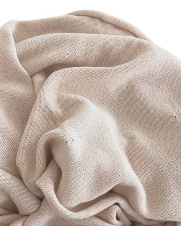 Knit Blanket (Pointelle). Cream