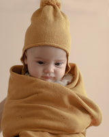 Knit Blanket (Pointelle). Mustard